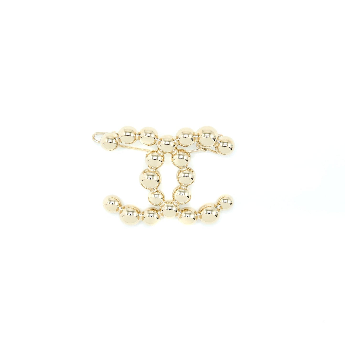 Chanel CC Logo Hair Clip Light Tone Gold Handbag Gold Tone