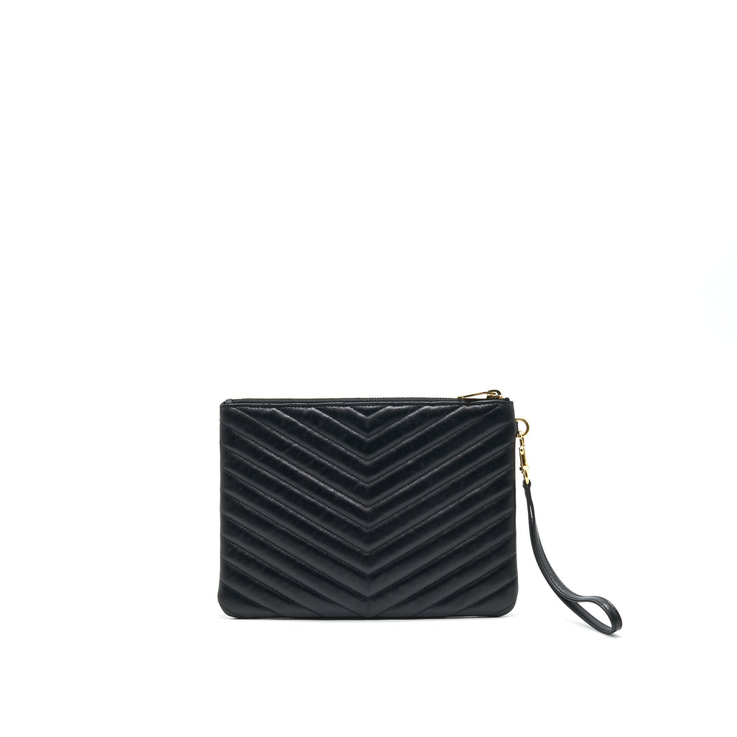 YSL Saint Laurent Saint Laurent Pouch Black Travel Bag Leather Quilted