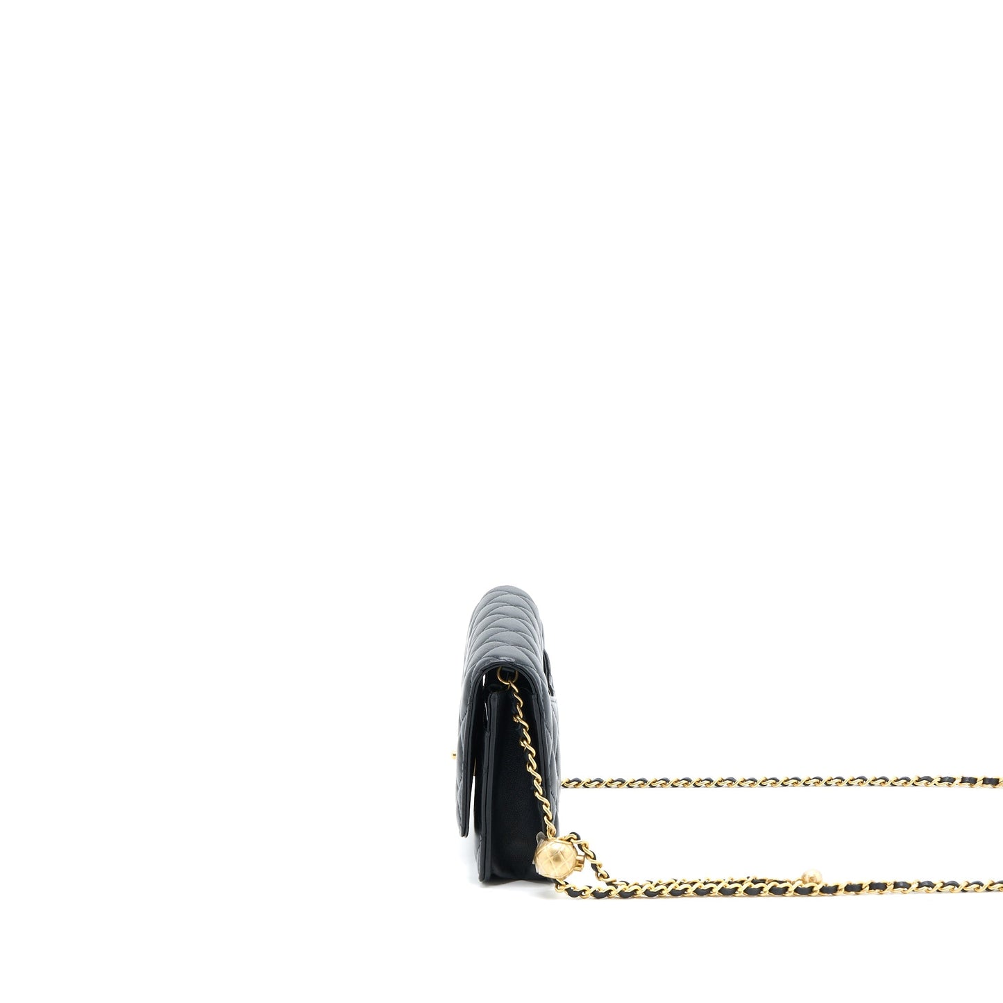 Chanel Pearl Crush On Lambskin Brushed GHW Black Wallet Case Microchip 7