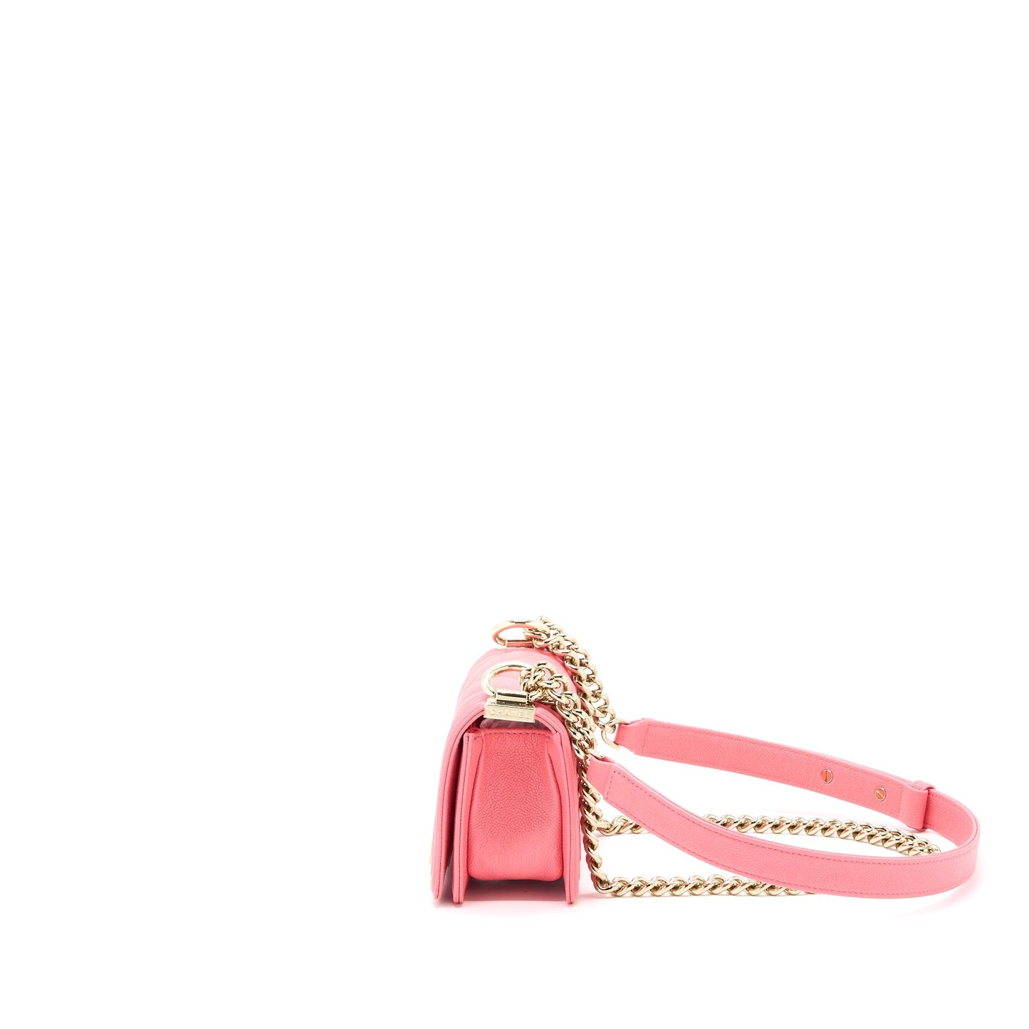 Chanel Super Boy Chevron Caviar LGHW Microchip Pink Mini Bag