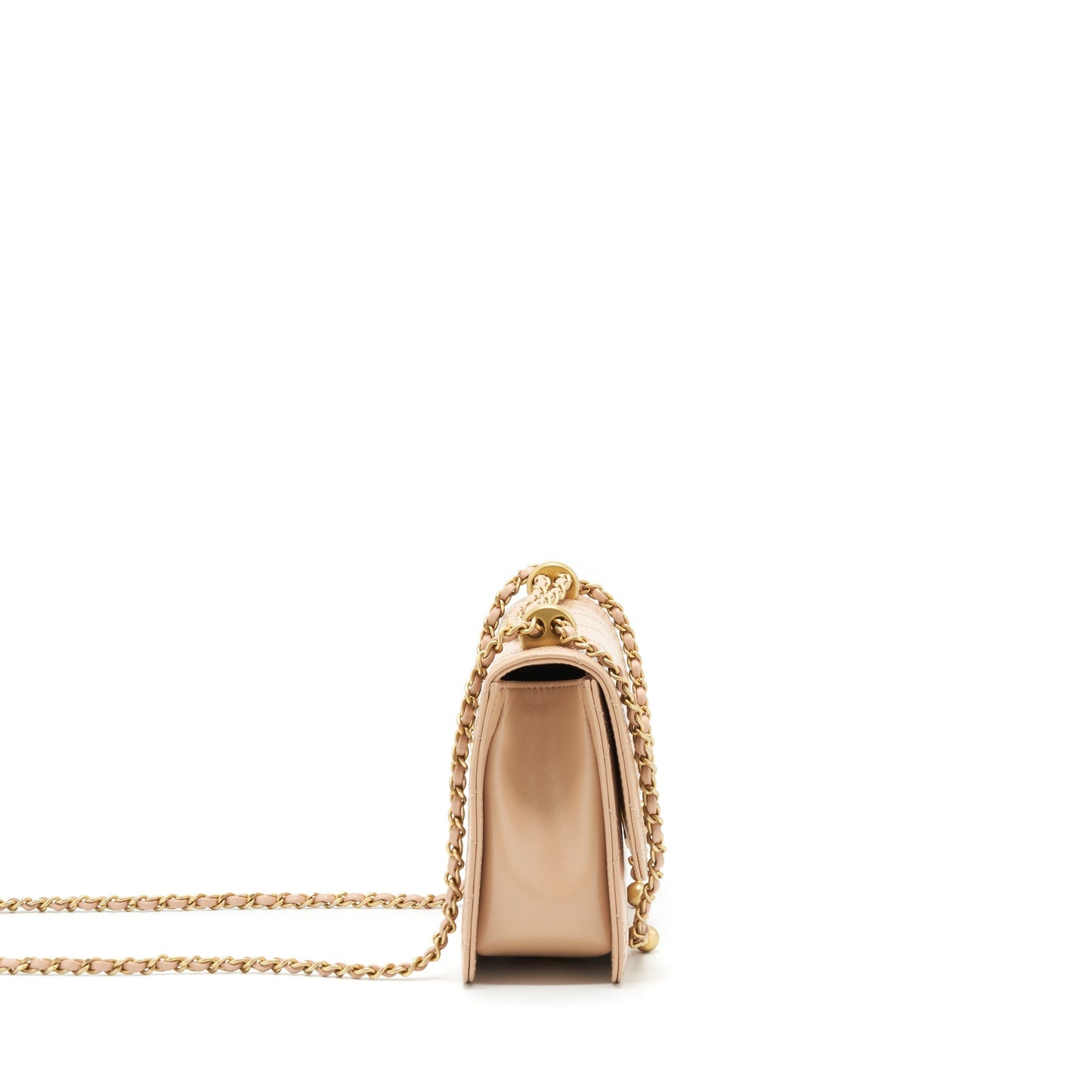 Chanel 21A Crush Flap Calfskin GHW Gold Beige Shoulder Bag Ghw 1