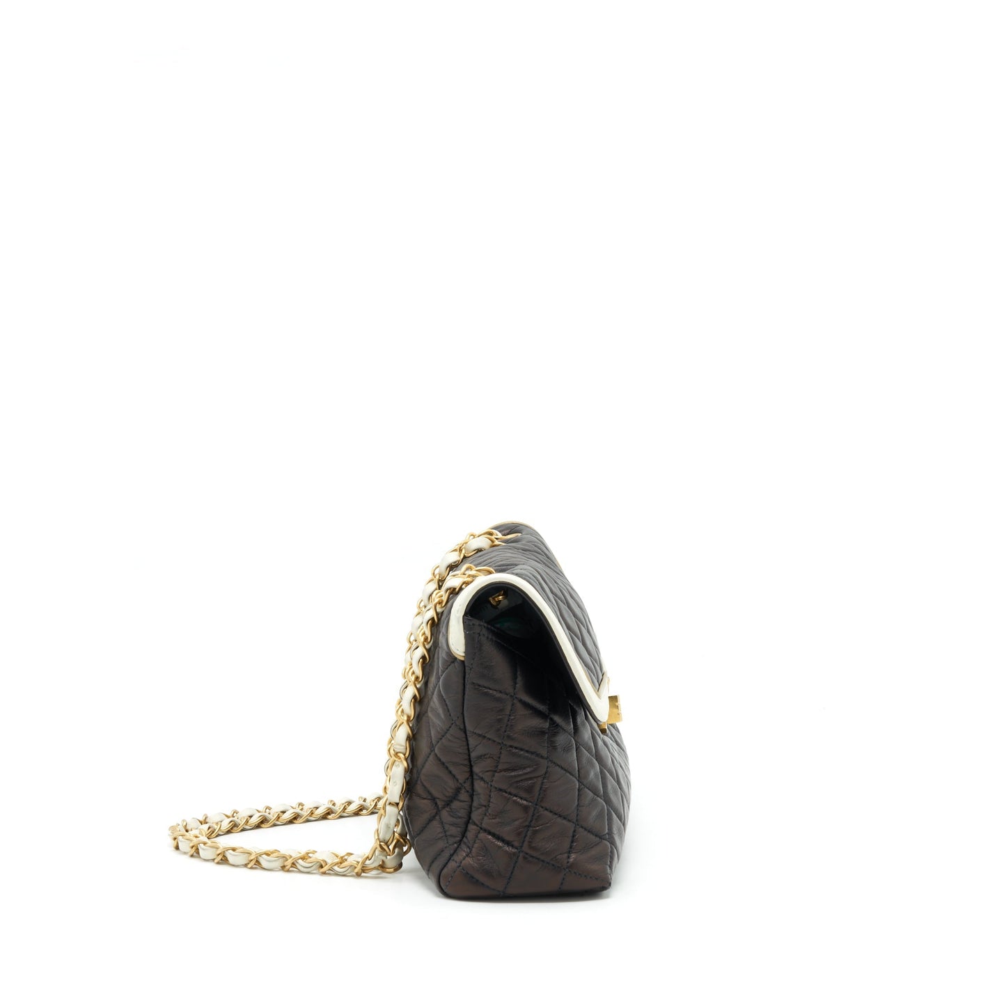 Chanel Single Flap Lambskin Dark GHW Brown Shoulder Bag