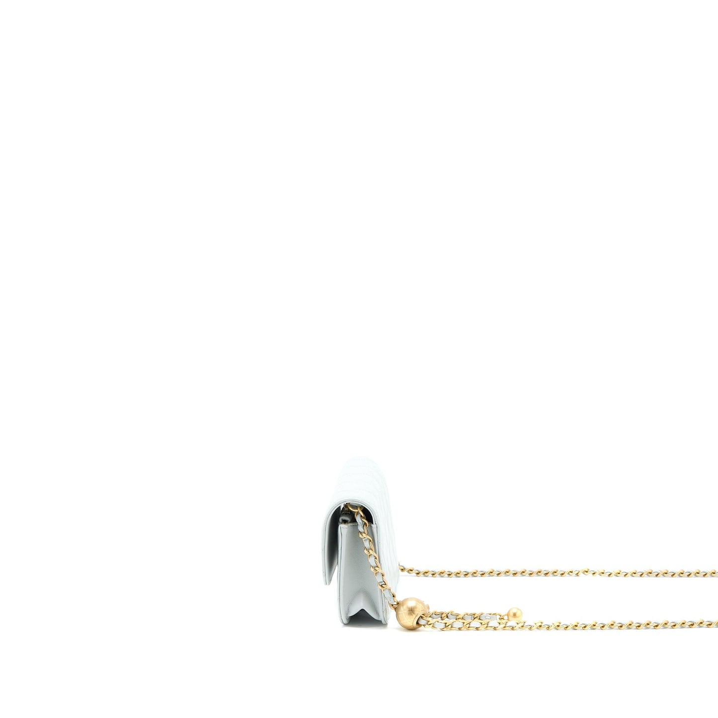 Chanel 23C Pearl Crush Flap Lambskin Light Grey Shoulder Bag