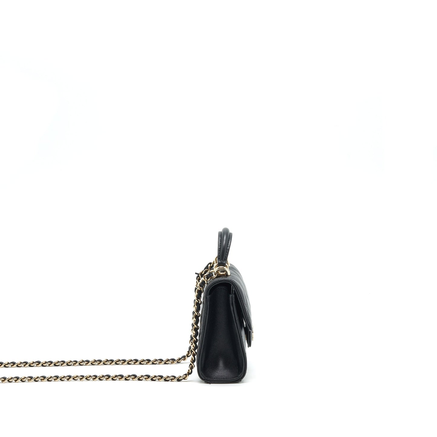 Chanel 22P Top Handle Flap Lambskin LGHW Black Shoulder Bag Lghw 1