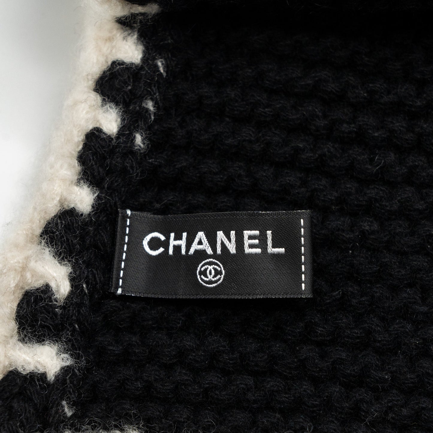 Chanel 23A Cashmere Scarf Black White