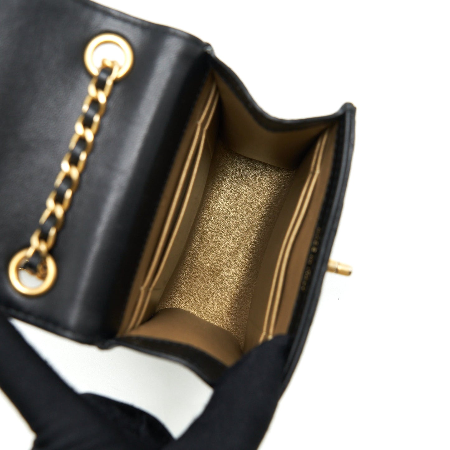 Chanel Pearl Crush Phone Lambskin GHW Black Handbag