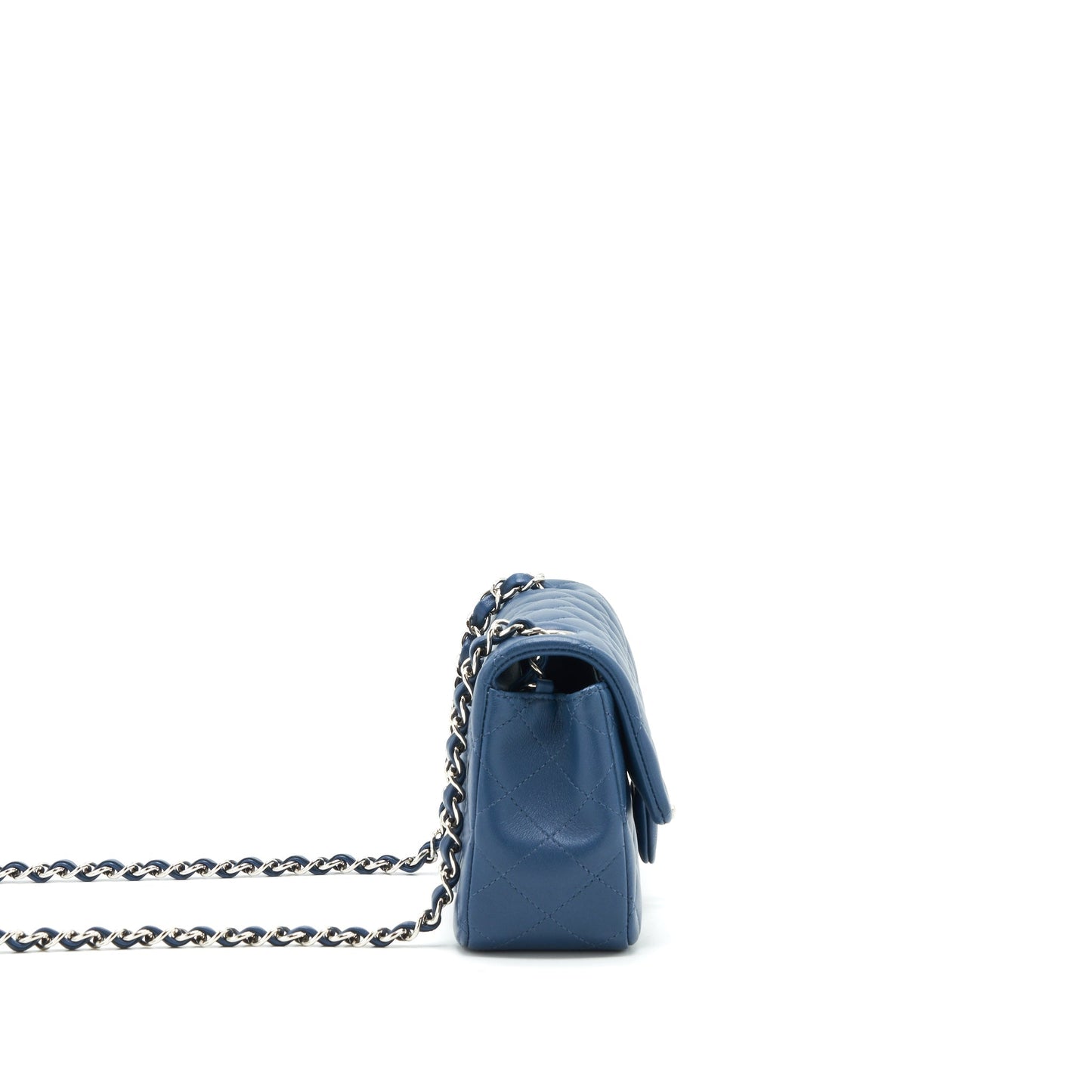 Chanel Rectangular Flap Lambskin Navy SHW Blue Shoulder Bag