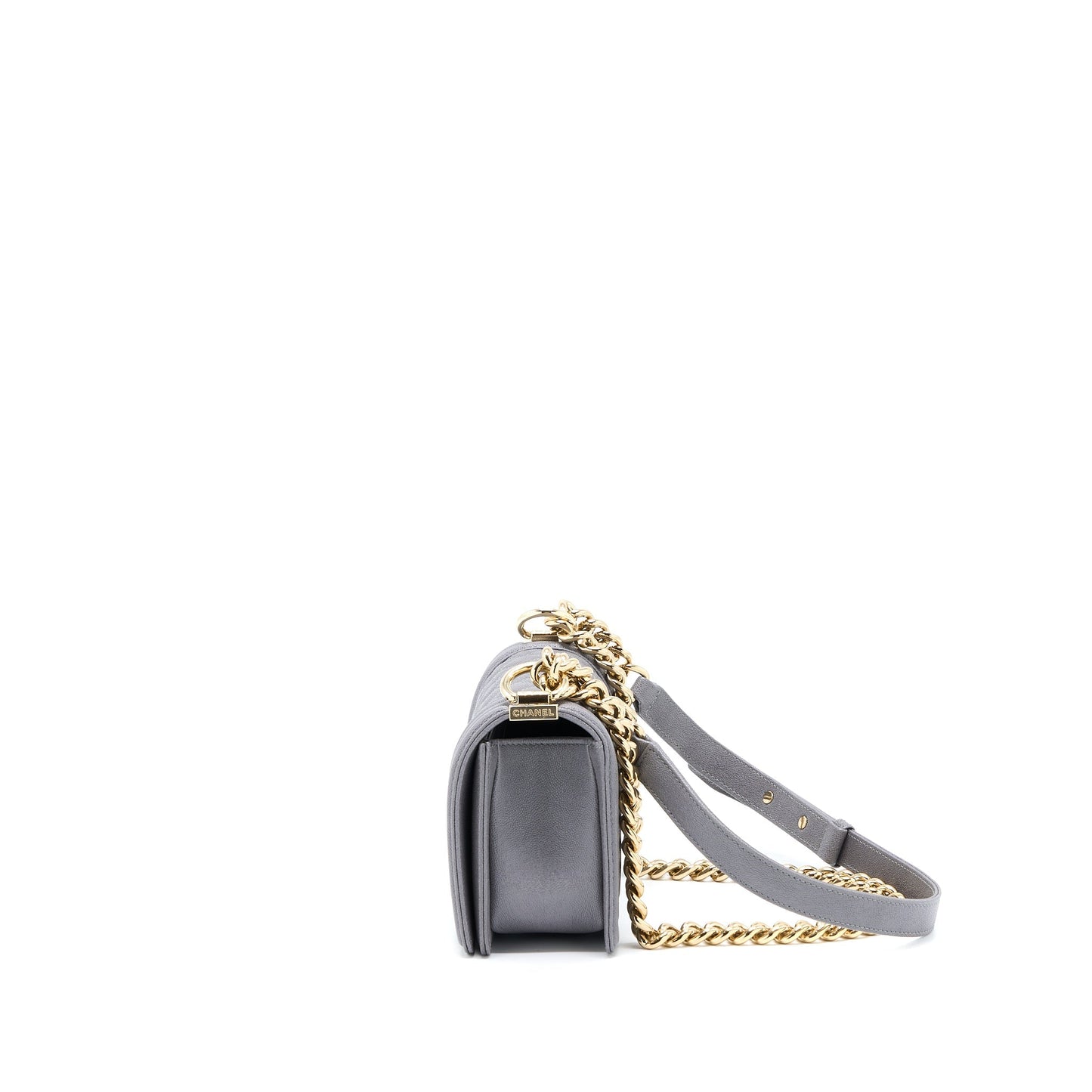 Chanel Boy Caviar LGHW Grey Small Handbag