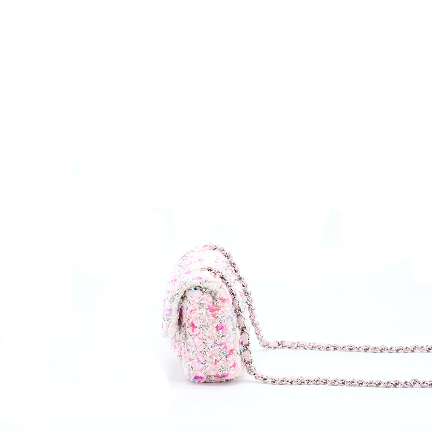 Chanel Seasonal Rectangular Flap Tweed SHW Multicolour Pink Shoulder Bag