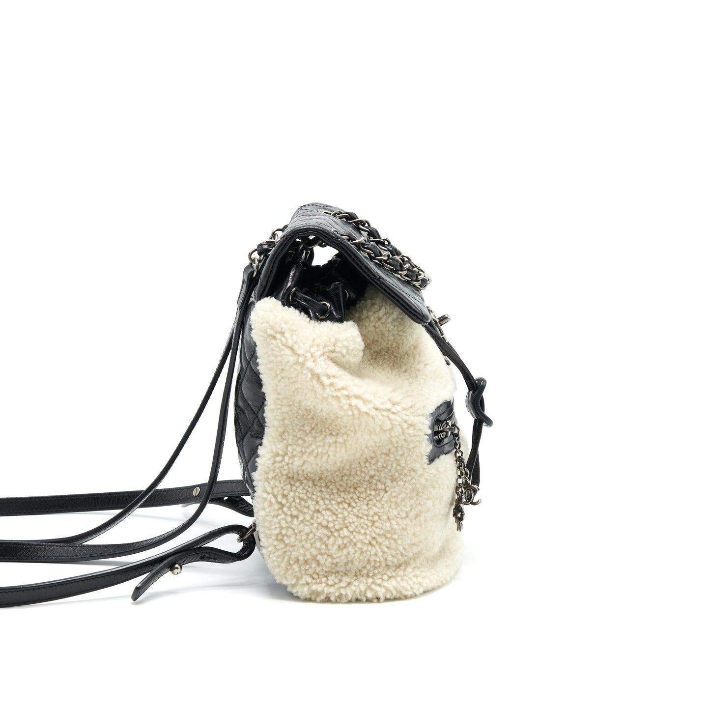 Chanel Mountain Backpack Shearling Quilted Calfskin Ruthenium Small