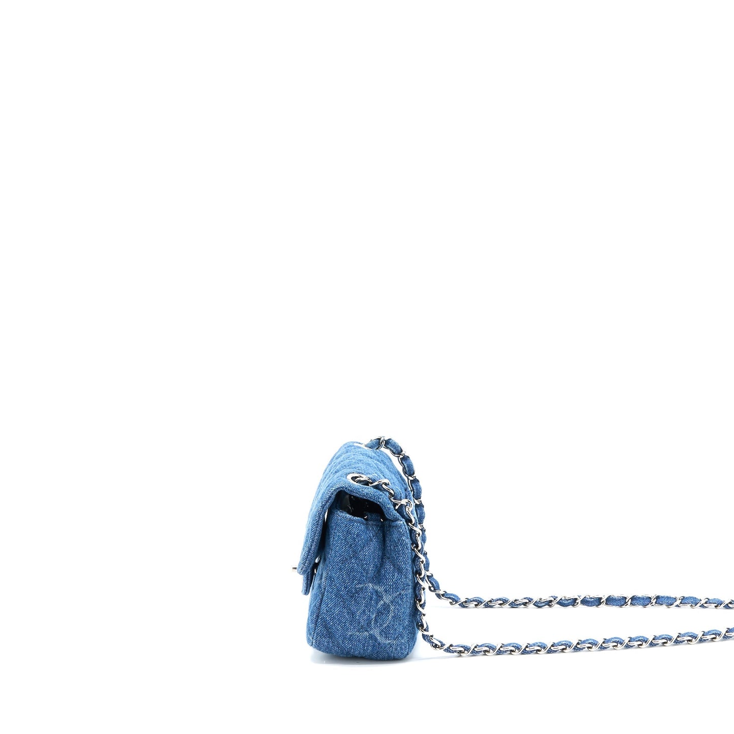 Chanel 20B Square Flap CC Print Denim Blue Shoulder Bag Blue Shw