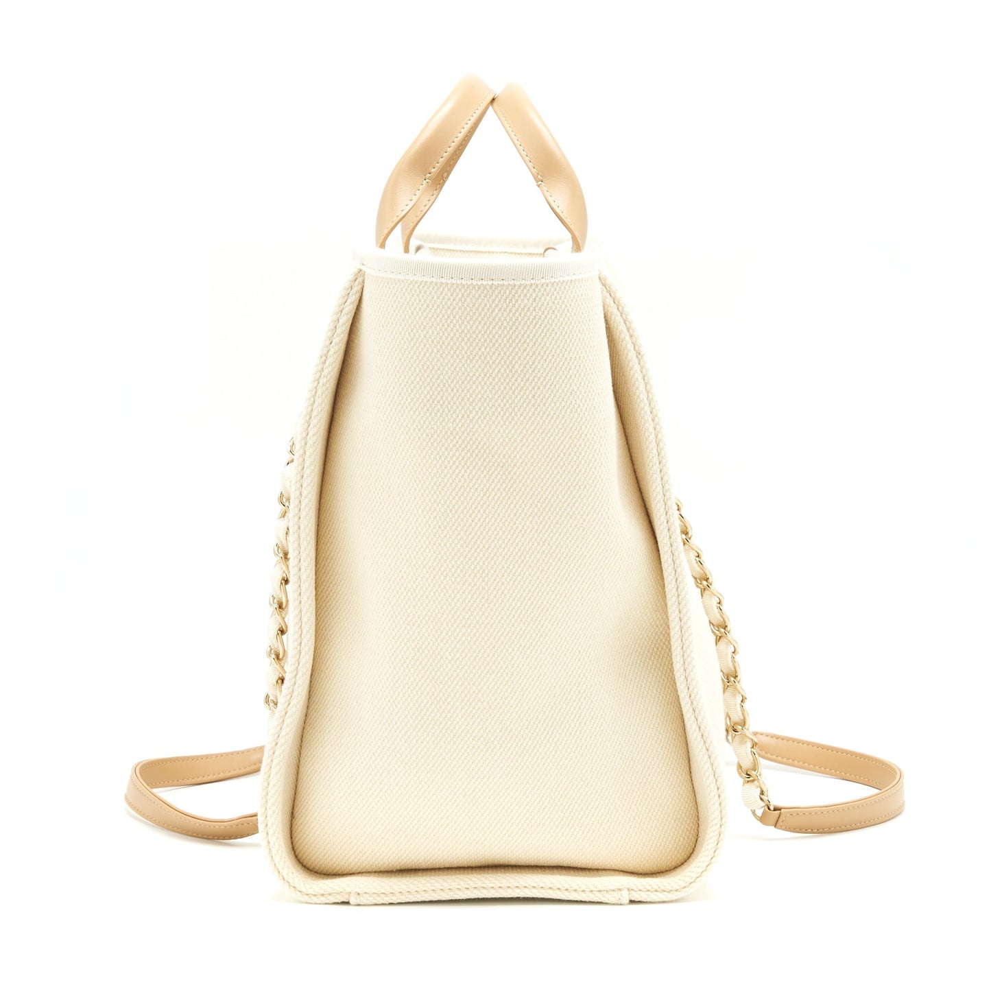 Chanel Deauville Creamy GHW White Beige Tote Bag