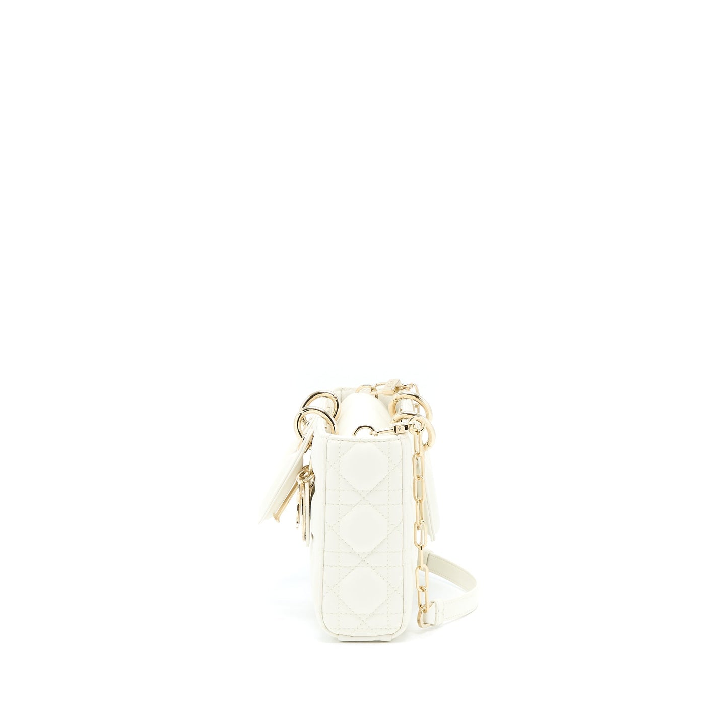 Dior Lady D Joy Purse Latte Cannage Lambskin White Travel Bag