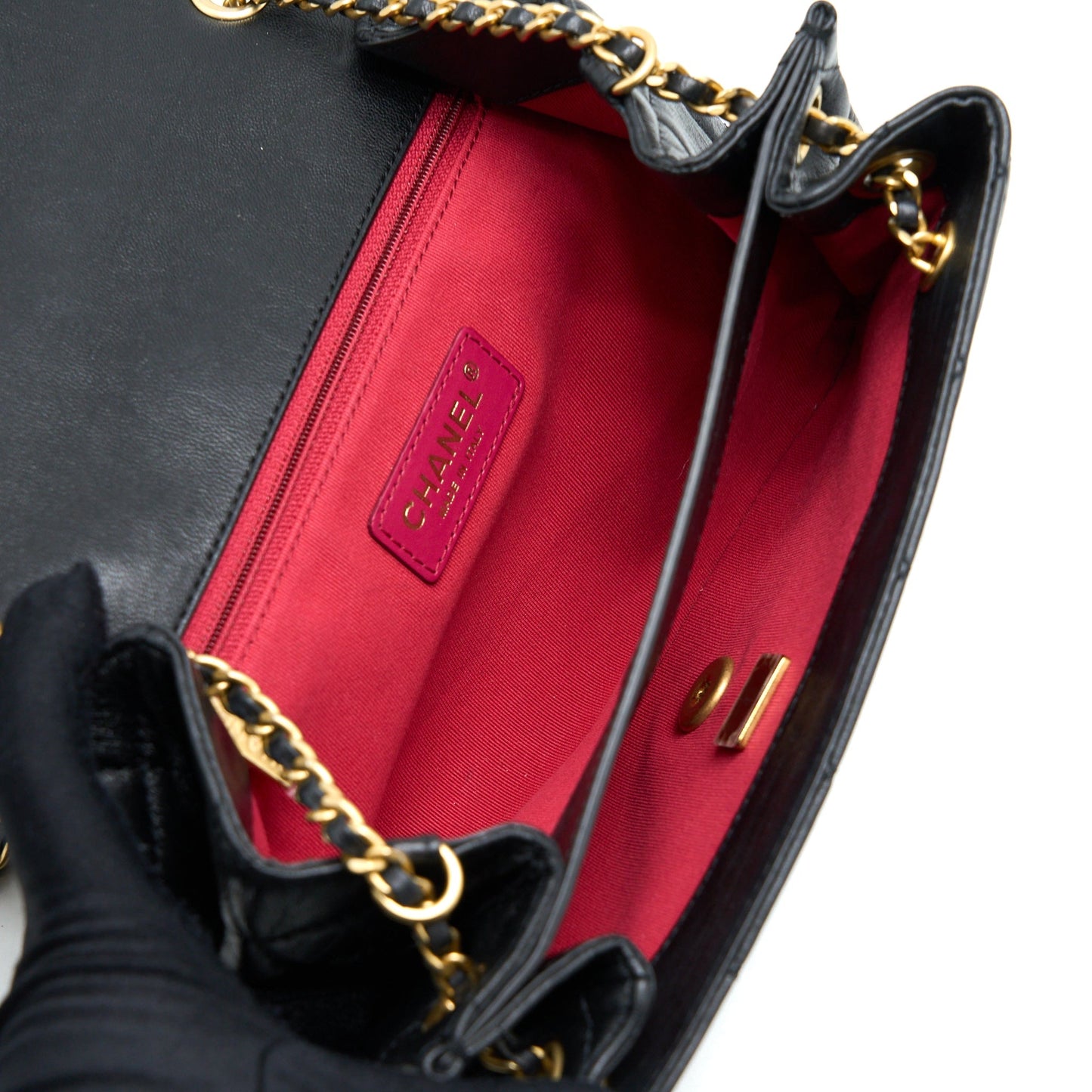 Chanel CC Logo Flap Lambskin Hardware Microchip Multicolour Black Shoulder Bag