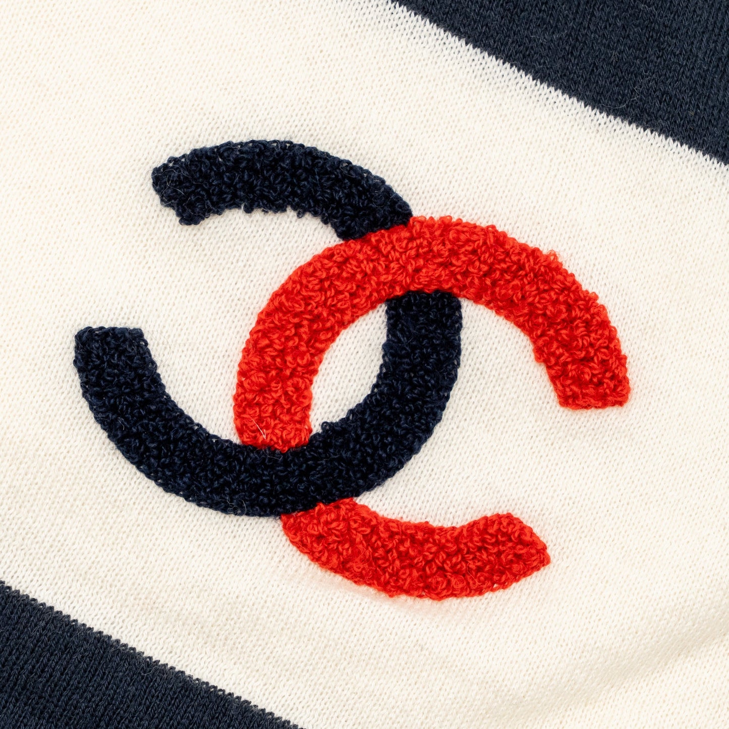 Chanel CC Scarf Cotton Cashmere White Blue Red