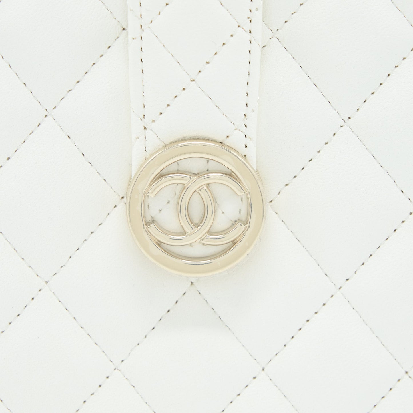 Chanel Quilted Lambskin LGHW White Clutch Bag