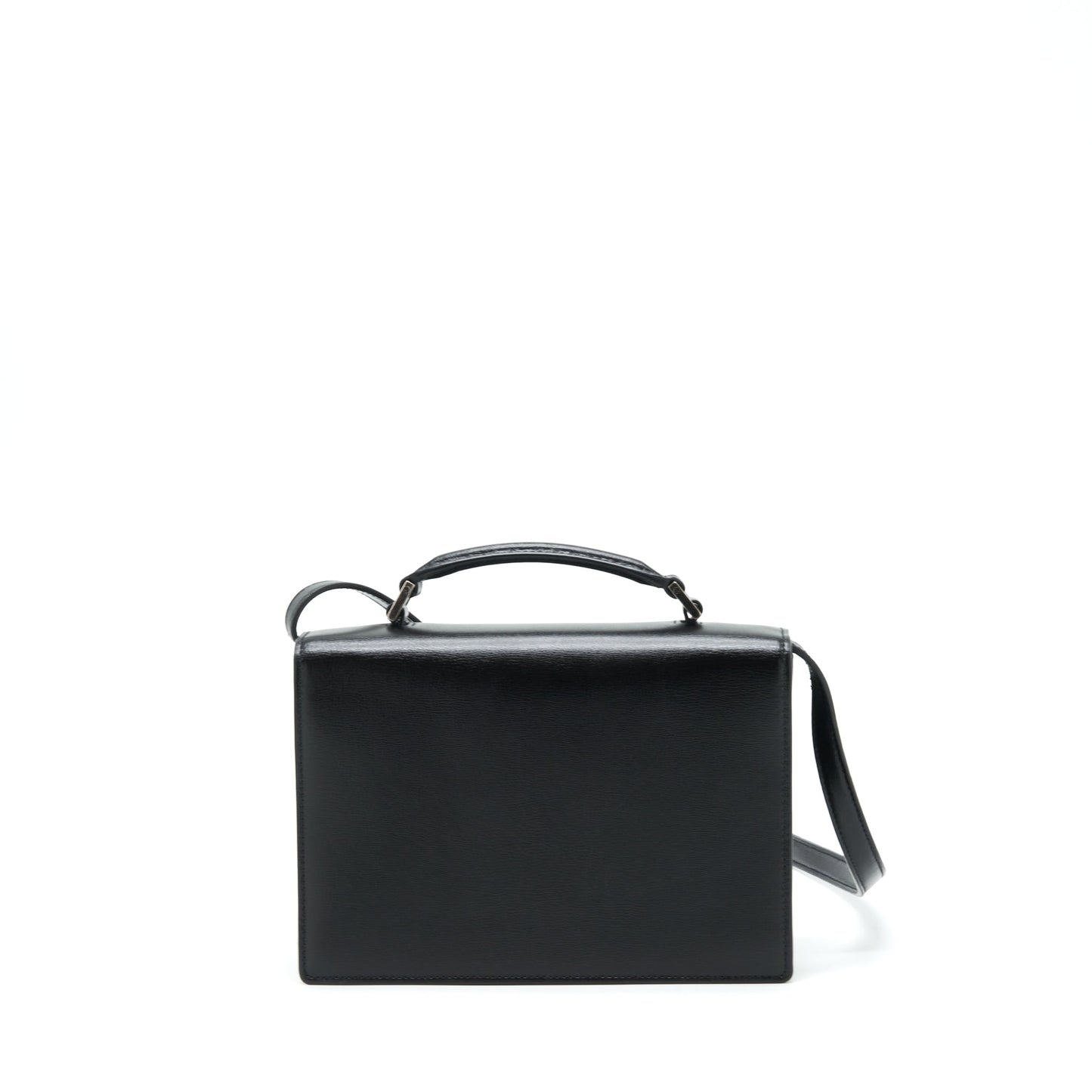 YSL Saint Laurent Bellachasse Calfskin Ruthenium Sliver Hardware Travel Bag Black