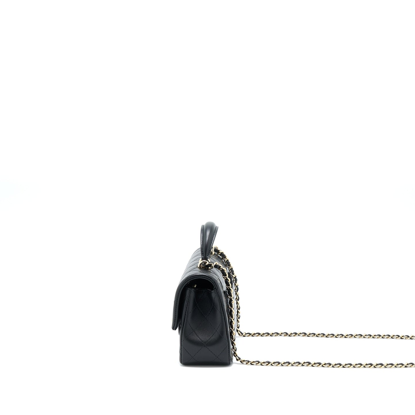 Chanel Top Handle Rectangular Flap Lambskin LGHW Black Shoulder Bag
