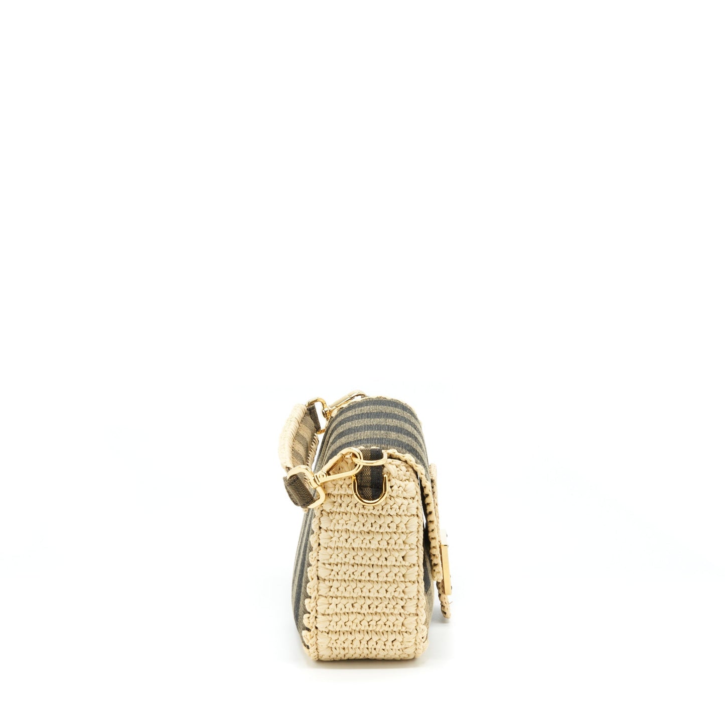 Fendi Baguette Purse Fabric Brown Cream Mini Shoulder Bag