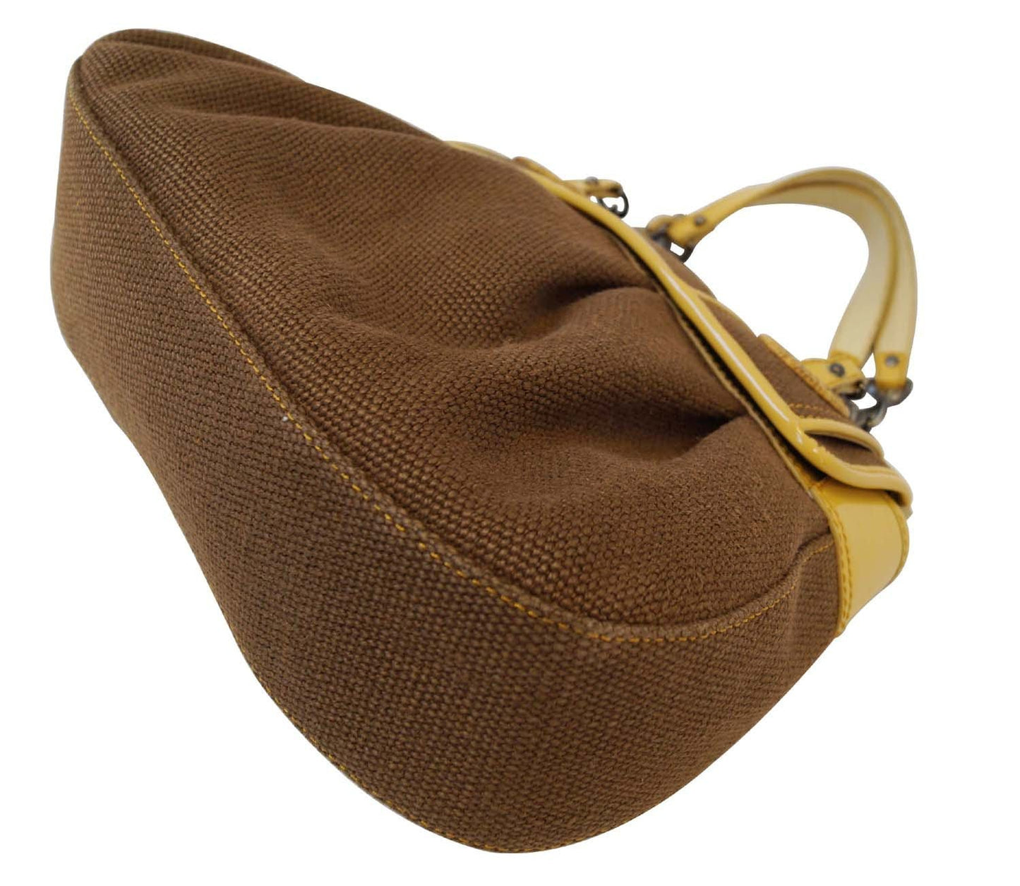 Fendi Shoulder Bag Mint Canvas Raffia Brown