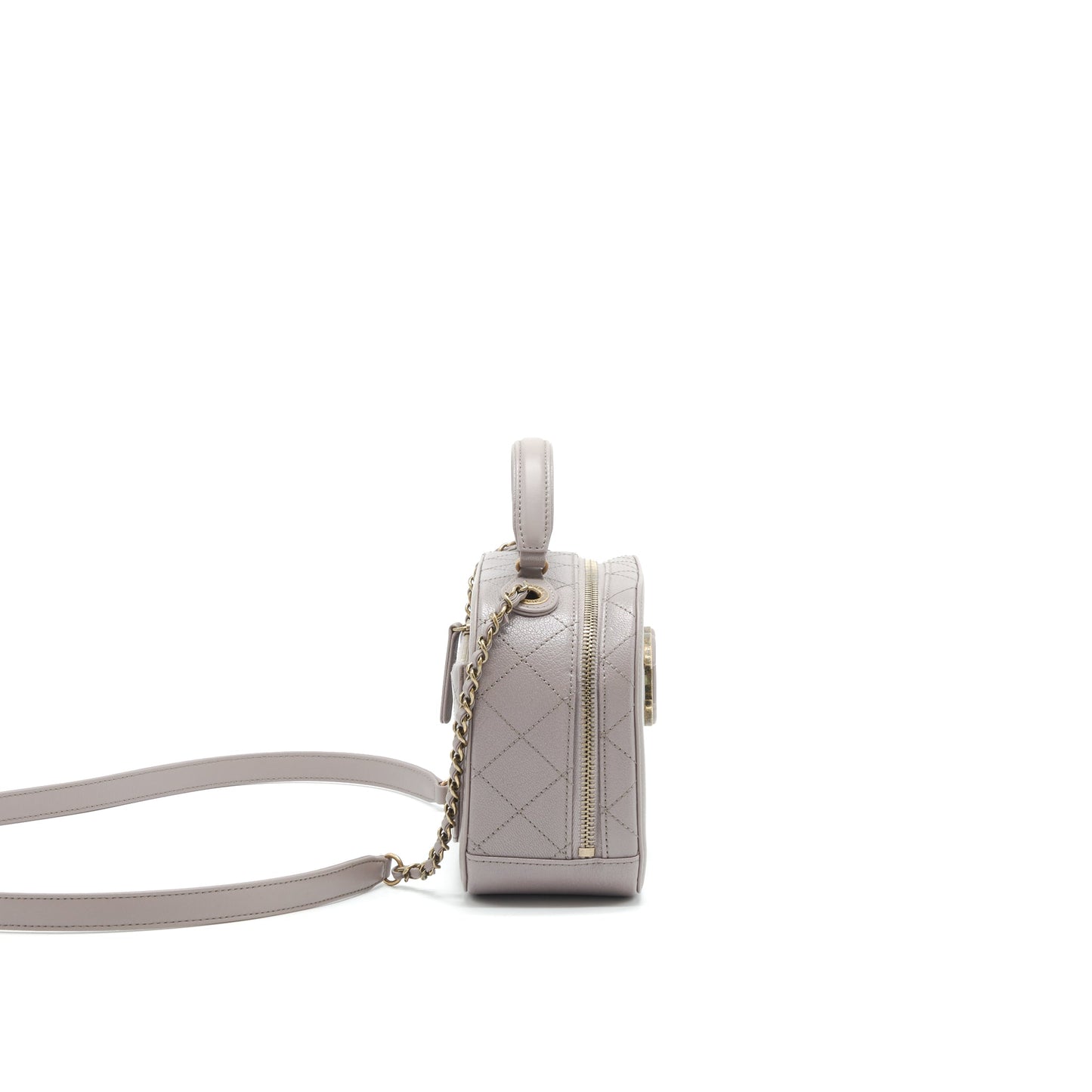 Chanel CC logo vanity handle GHW Grey Handbag