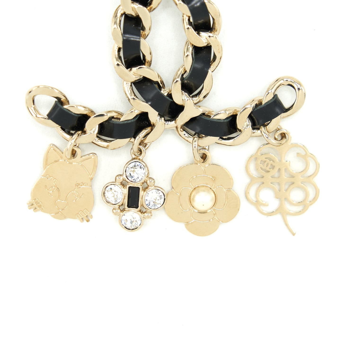 Chanel Drop Charms Brooch LGHW Leather Key Chain