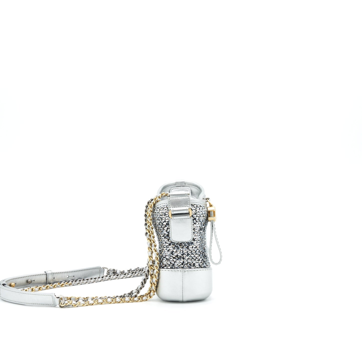 Chanel Seasonal Tweed Gabrielle Hobo Hardware Multicolour Grey Small Shoulder Bag