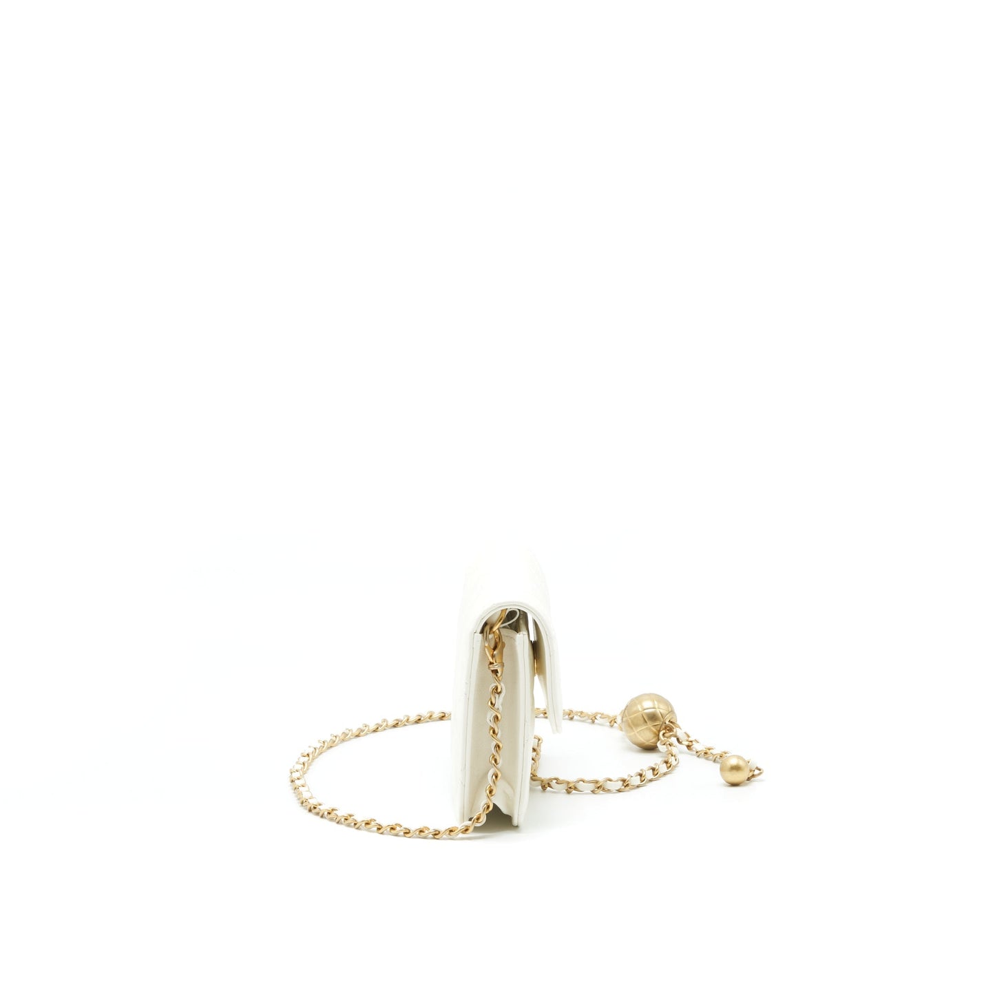 Chanel Pearl Crush Flap Belt Lambskin GHW White