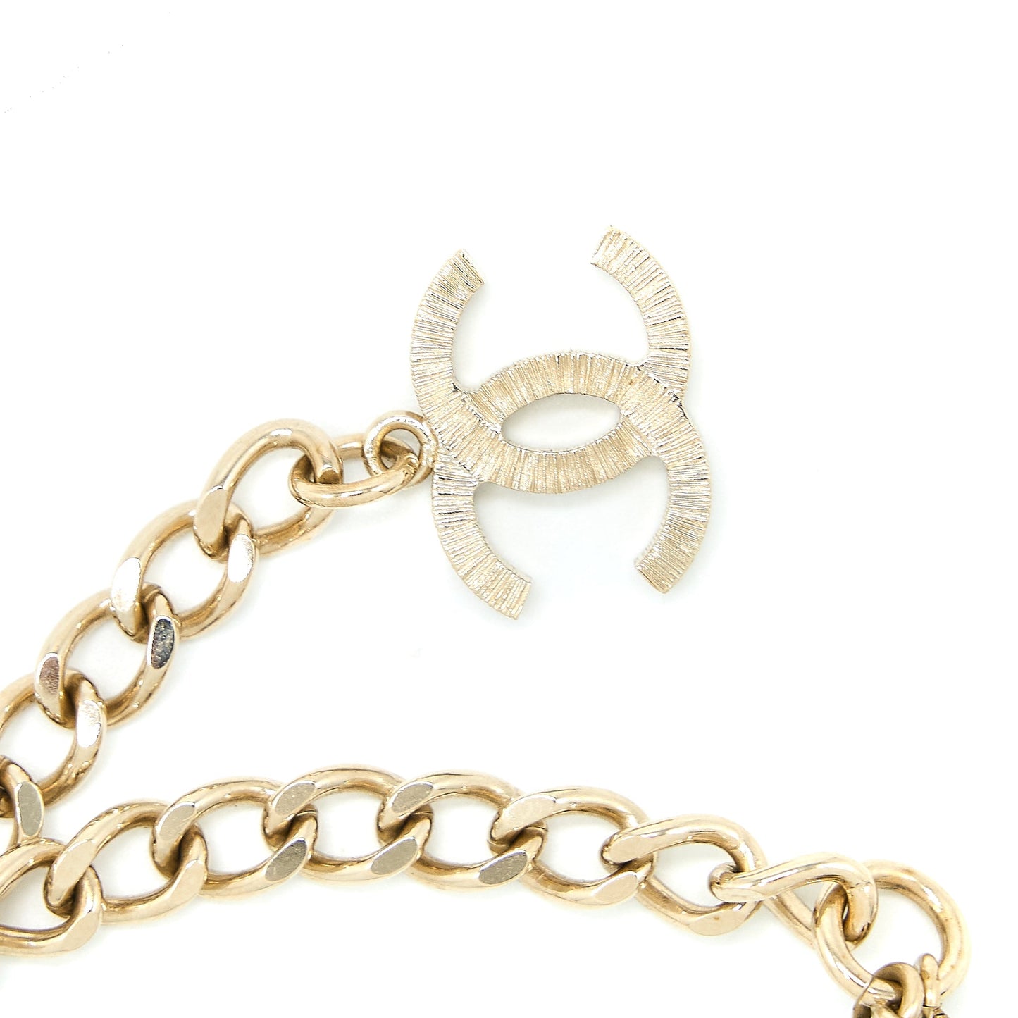 Chanel Crystal CC Logo Pearl Chocker Light Gold Leather Handbag