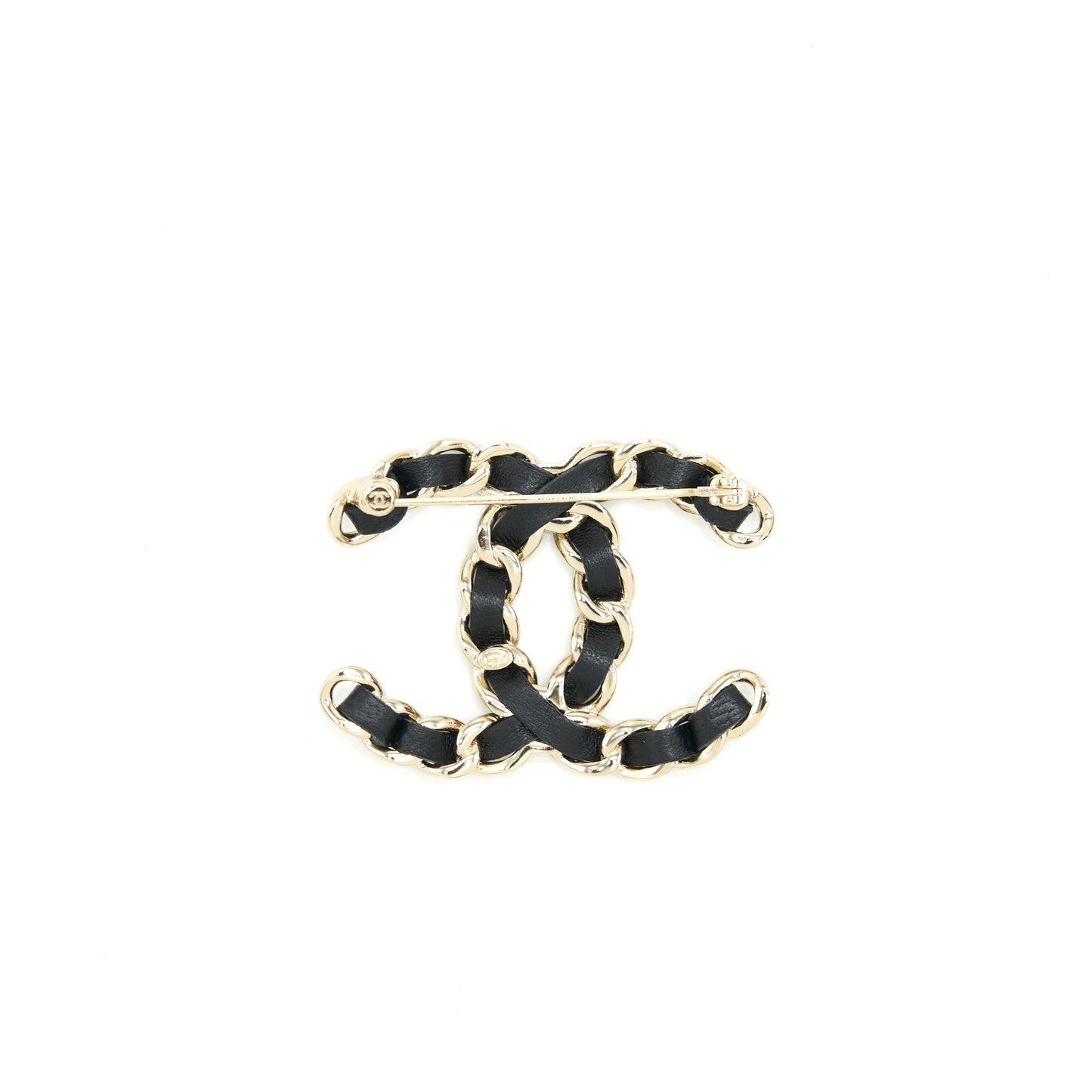 Chanel CC Logo Brooch LGHW Black Leather Handbag Lghw 3