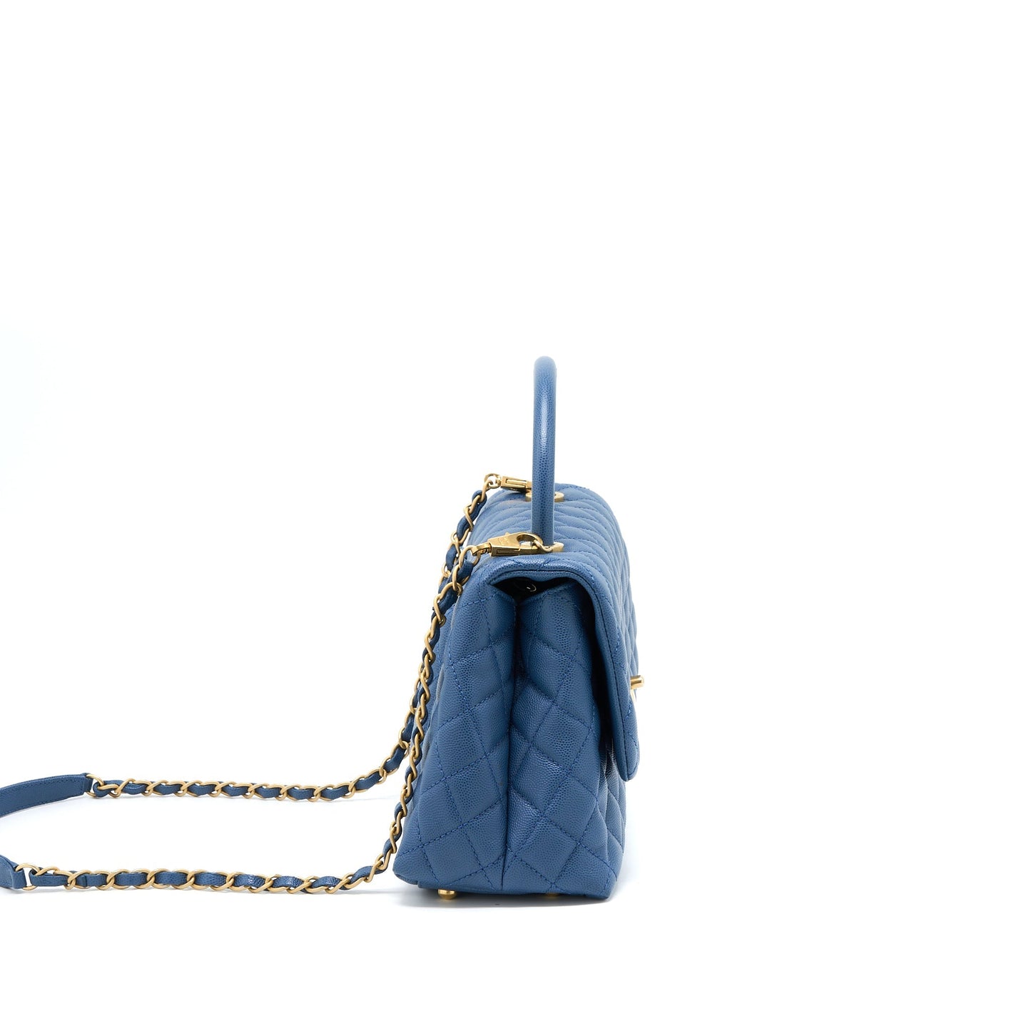 Chanel Coco Handle Flap Caviar GHW Blue Shoulder Bag