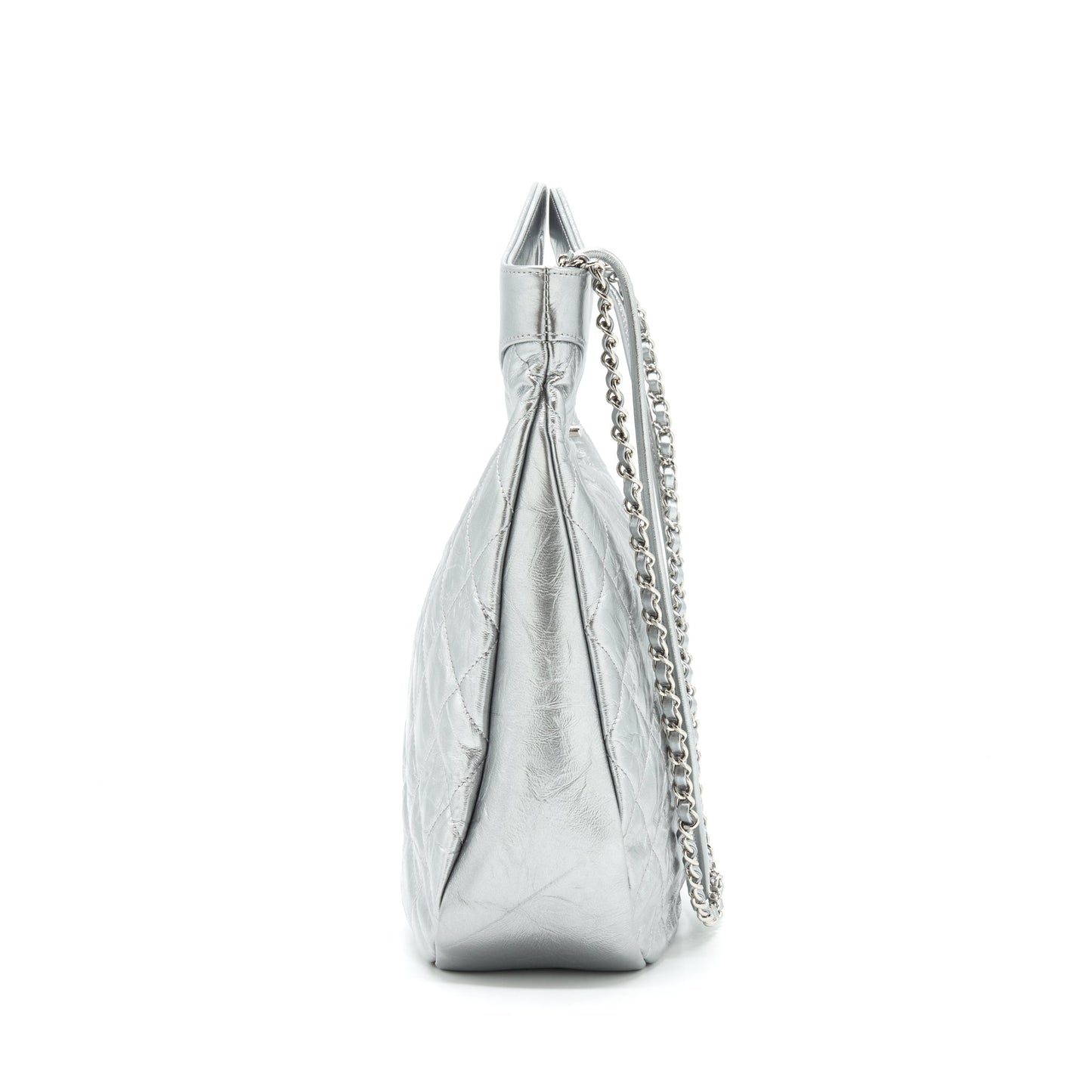 Chanel 31 Quilted Crumpled Calfskin Silver Small Handbag