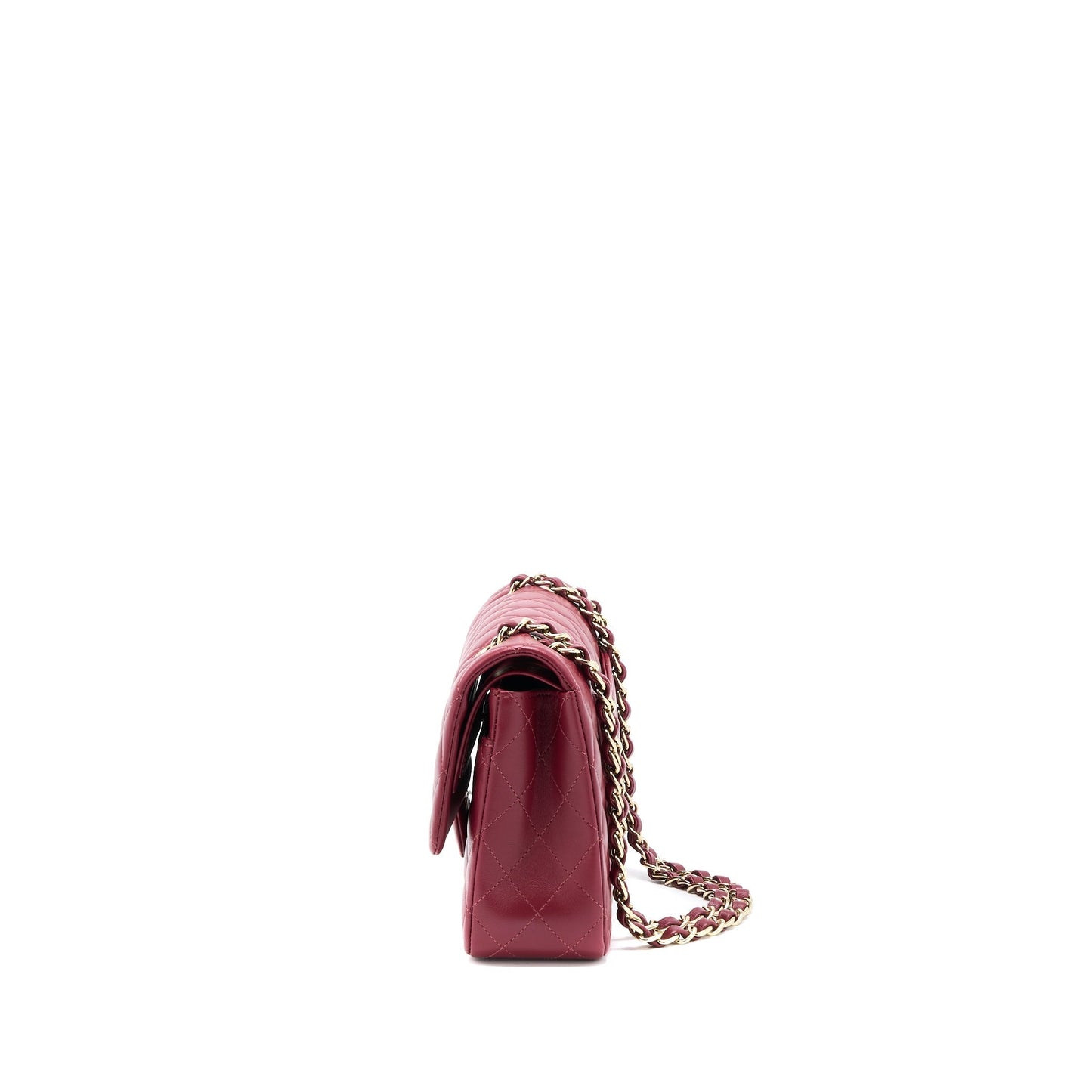 Chanel Classic Flap Lambskin Dark LGHW Microchip Red Shoulder Bag