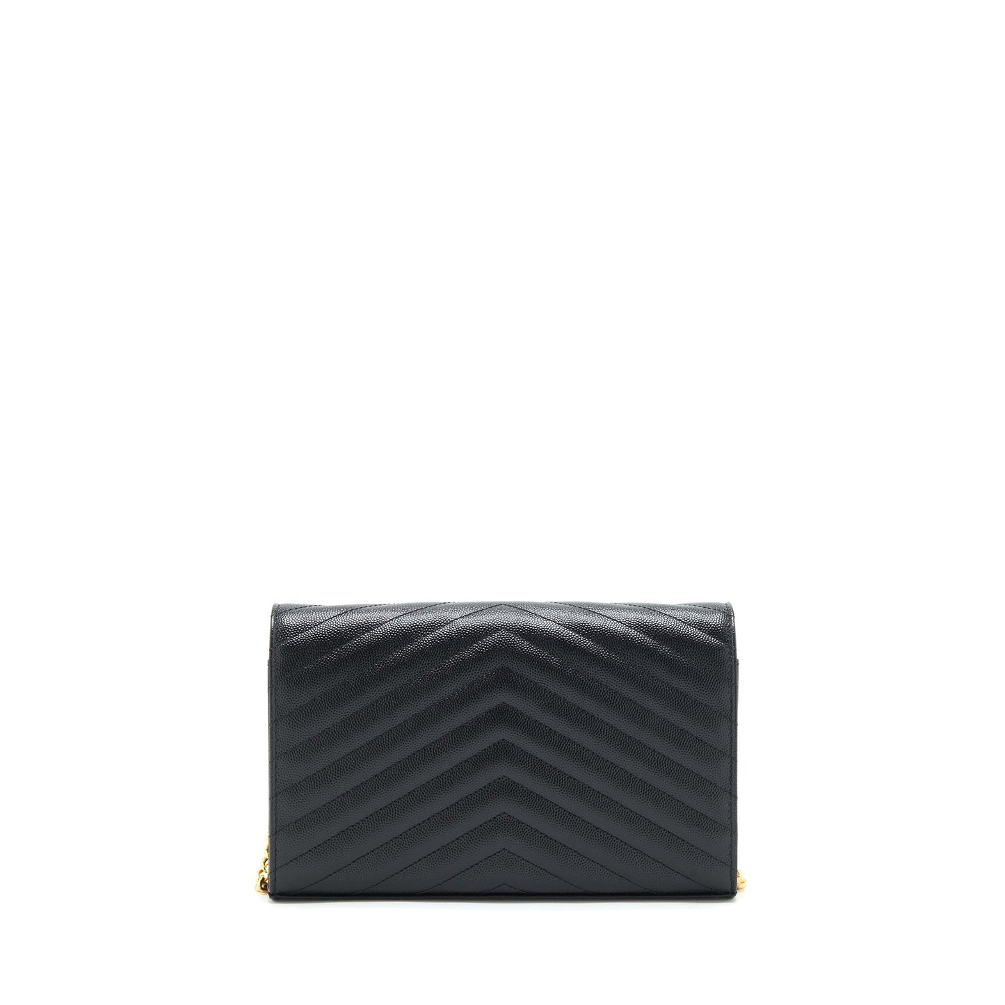 YSL Saint Laurent Saint Laurent Envelope Crossbody Purse Grained Calfskin Black Chain Crossbody Bag