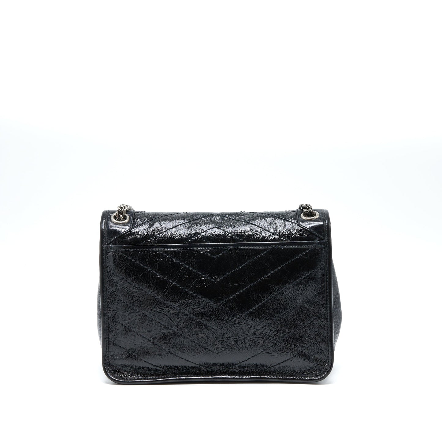 YSL Saint Laurent Saint Laurent Niki Purse Aged Calfskin Ruthenium Black Medium Travel Bag