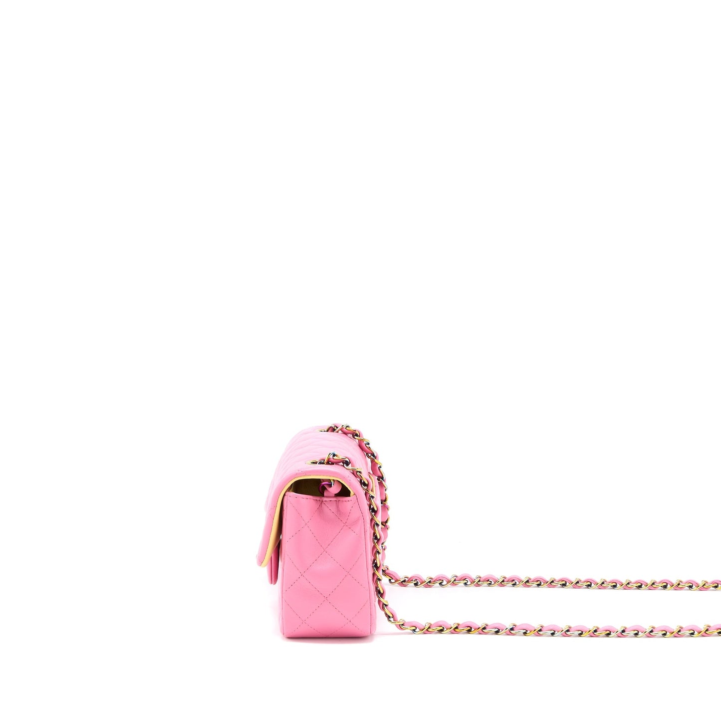 Chanel 21P Rectangular Flag Lambskin Multi Hardware Pink Mini Bag