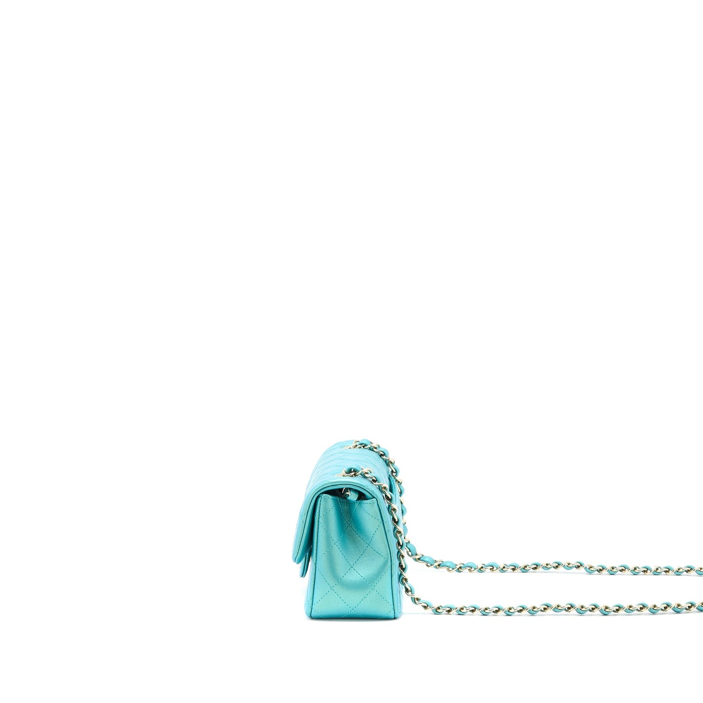 Chanel 21S Rectangular Flap Calfskin Iridescent LGHW Green Shoulder Bag