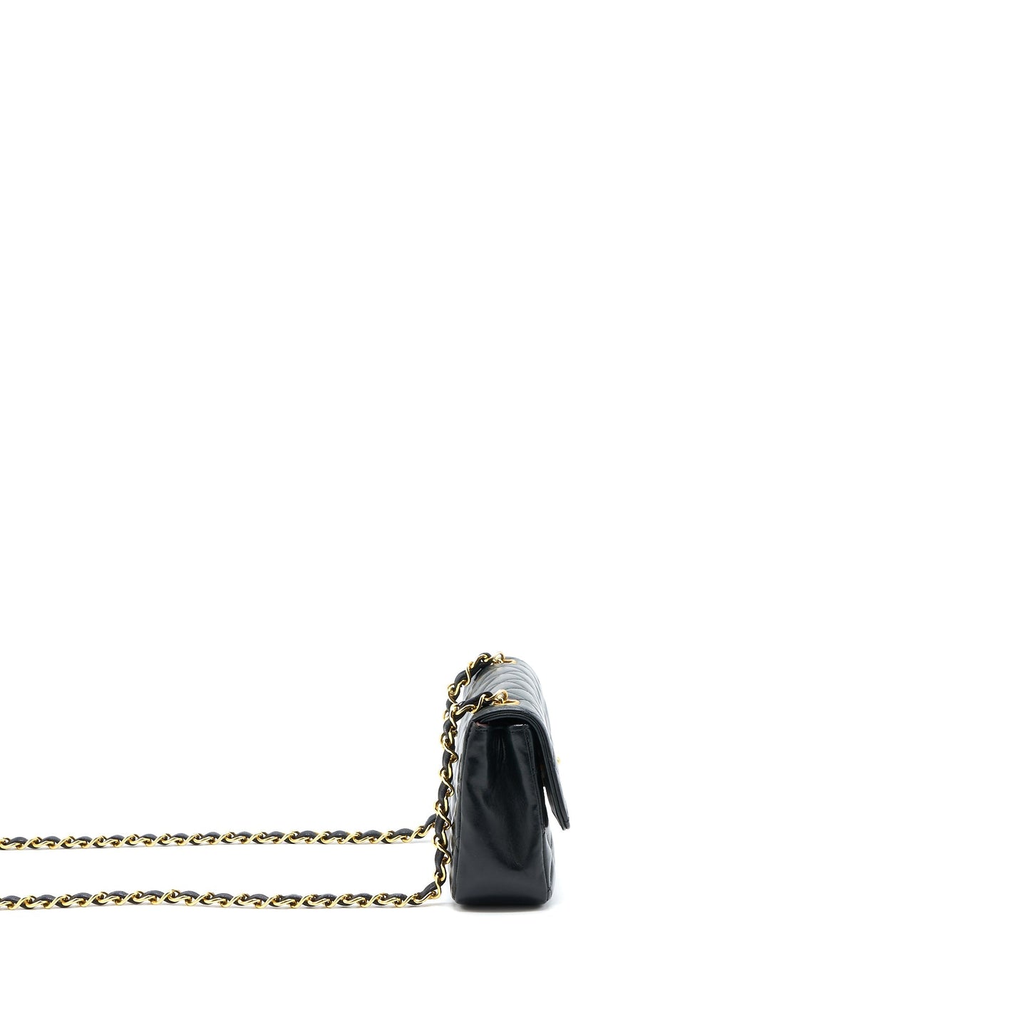 Chanel Flap Lambskin GHW Black Shoulder Bag Black Ghw