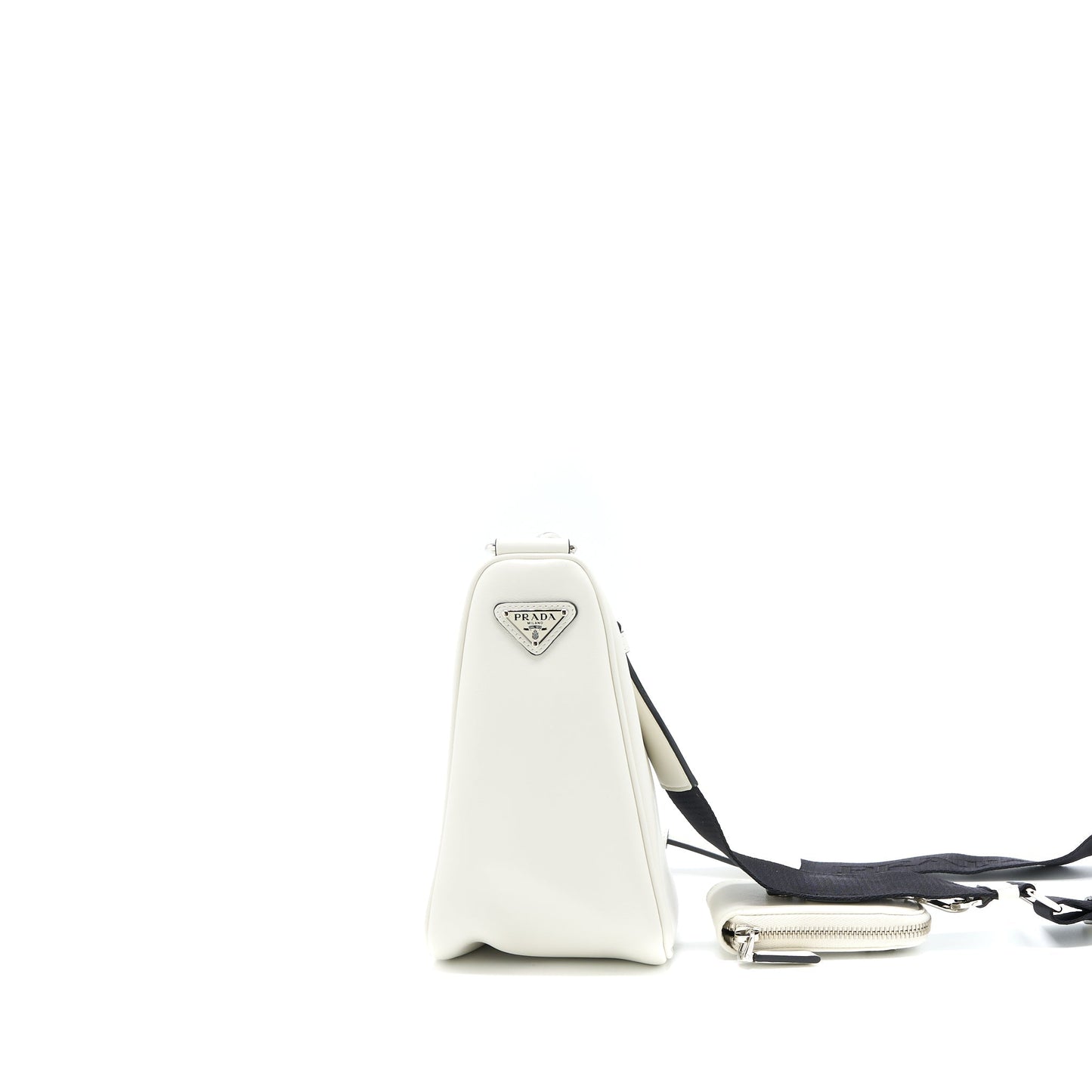 Prada Triangle Purse Handbag Leather White Travel Bag