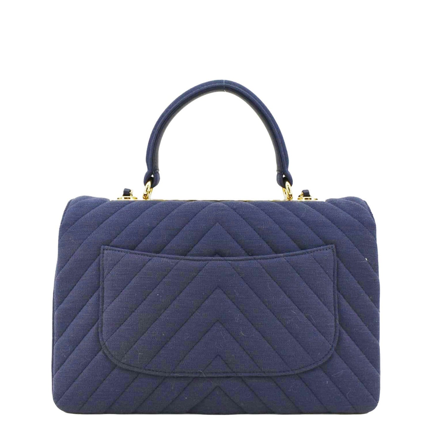 Chanel Trendy CC Jersey Chevron Top Blue Travel Bag