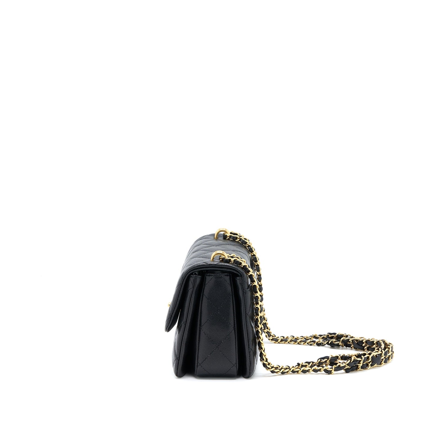 Chanel 22K Coco Caviar GHW Microchip Black Leather Handbag