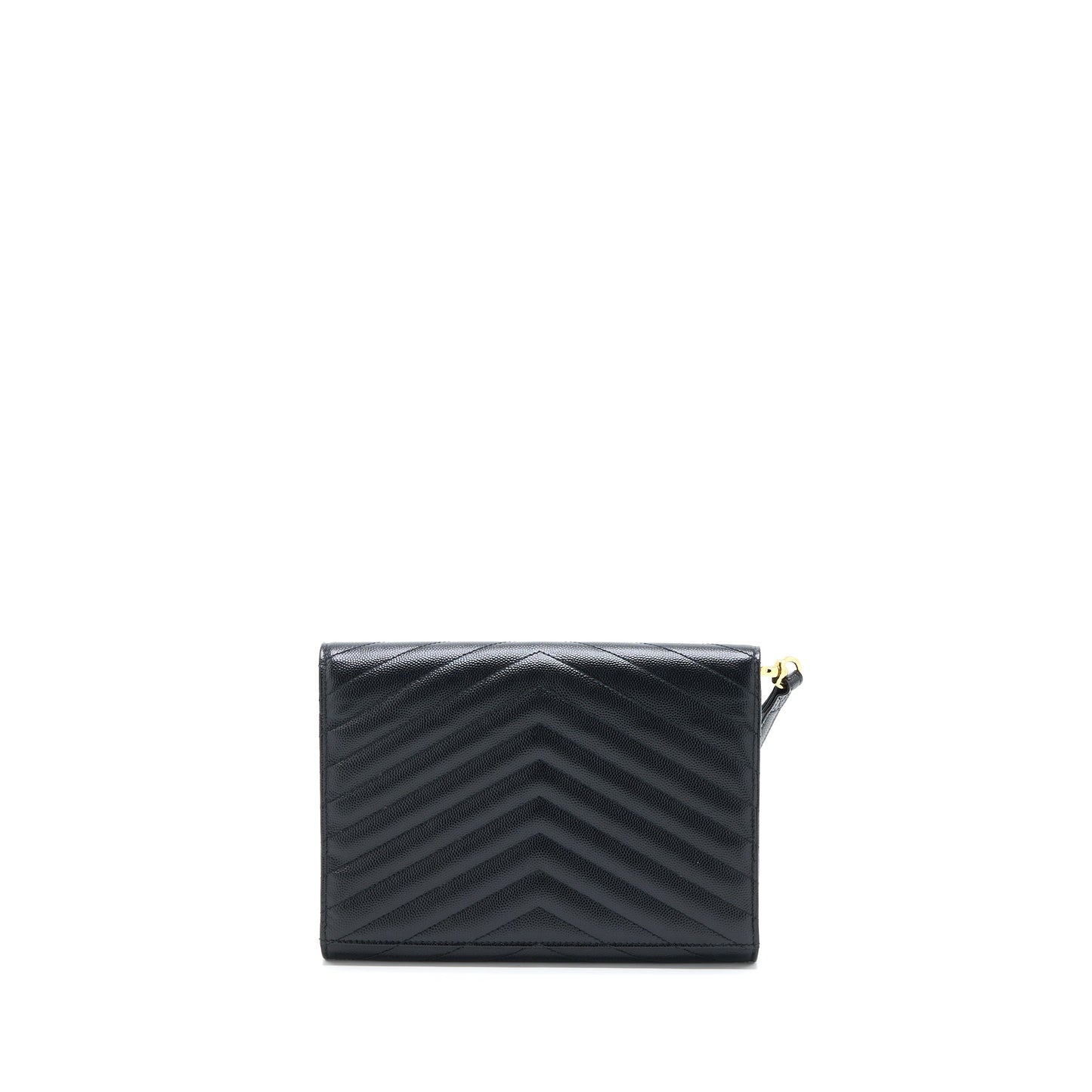 YSL Saint Laurent Envelop Clutch Grained Calfskin Black Clutch Bag