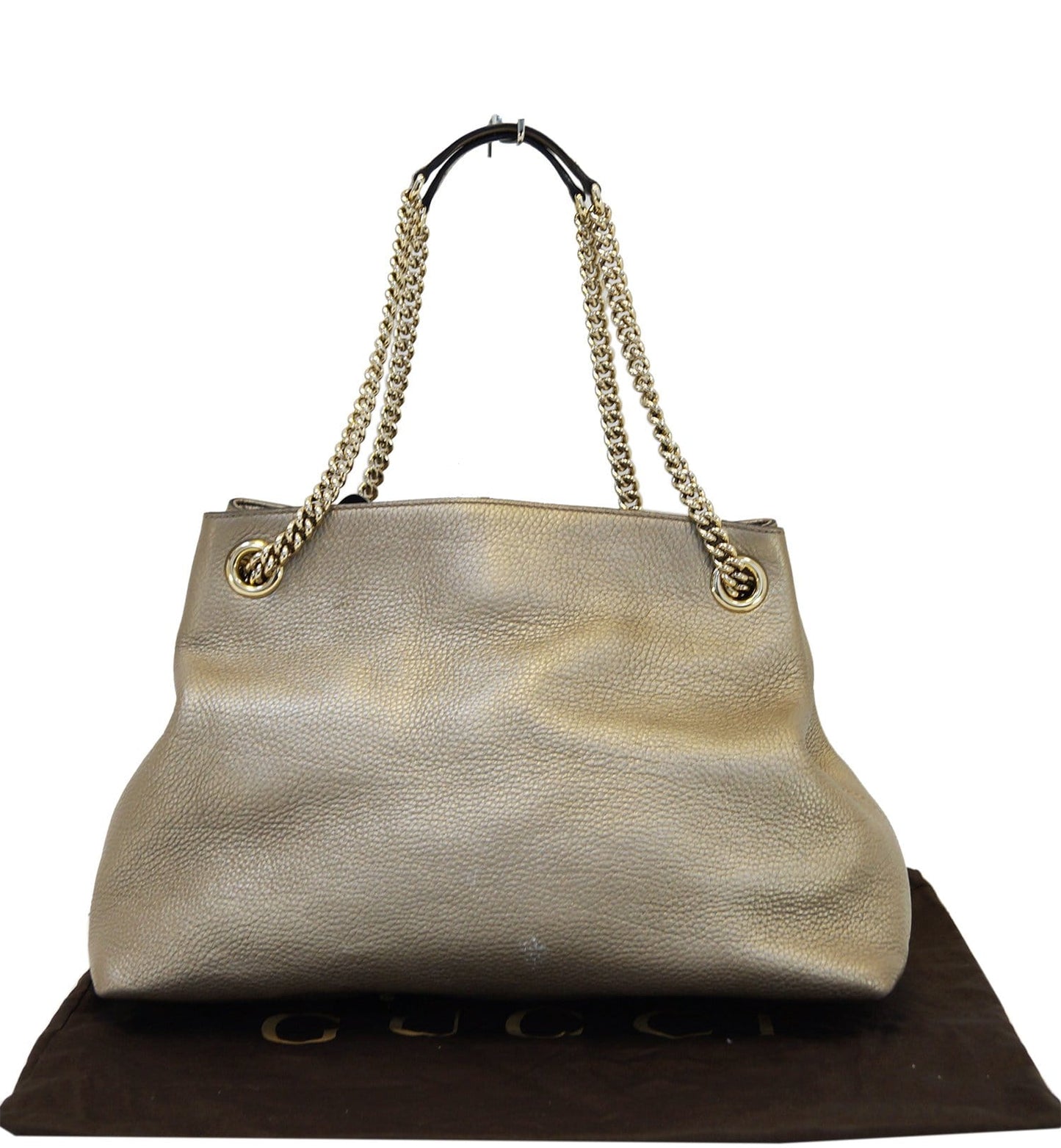 Gucci Pebbled Soho Tote Bag Leather Gold