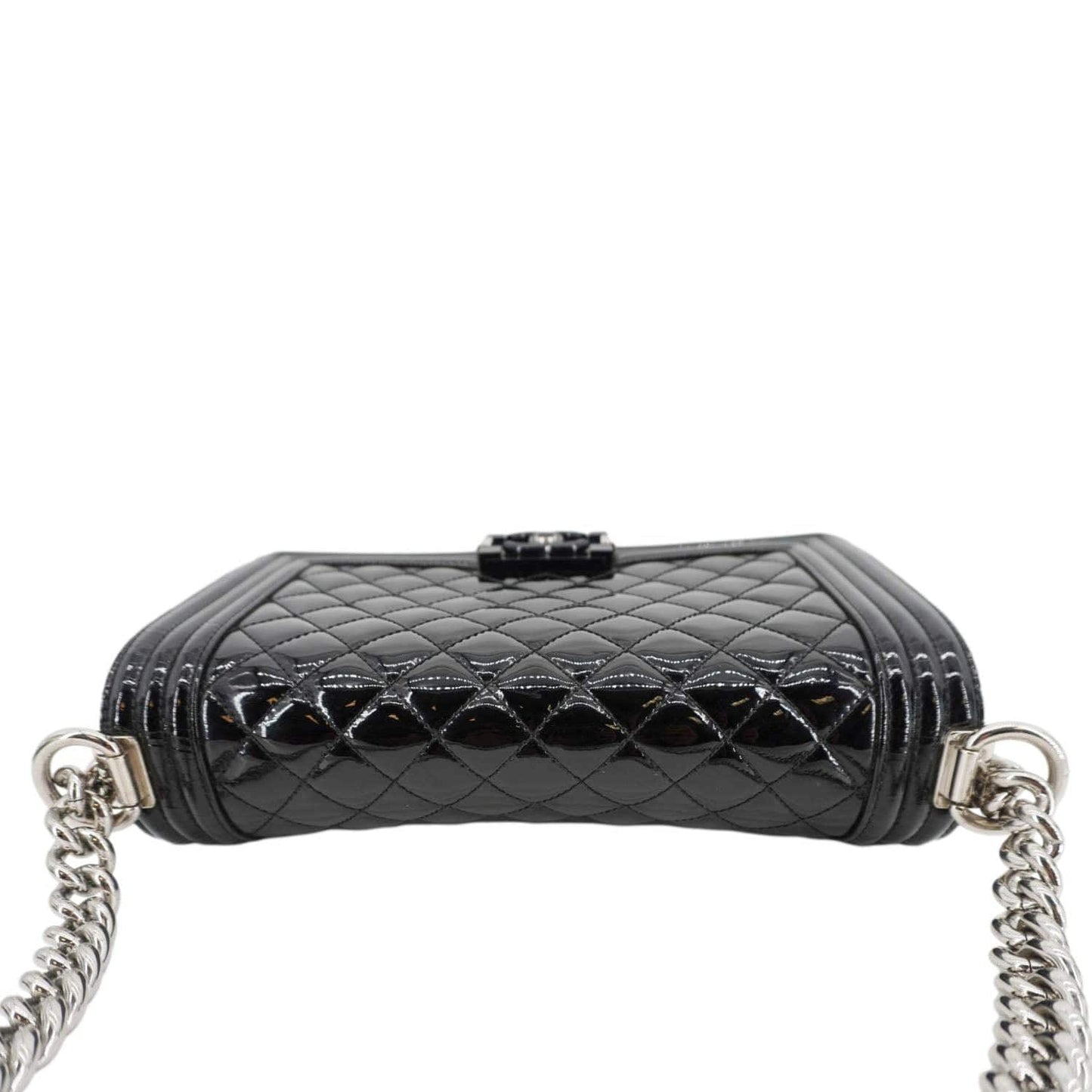 Chanel Boy Flap Medium Plexiglass Patent Leather Crossbody Bag Black