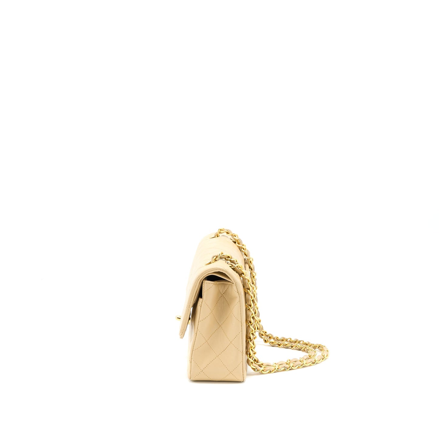 Chanel Classic Double Flap Lambskin GHW Beige Small Shoulder Bag