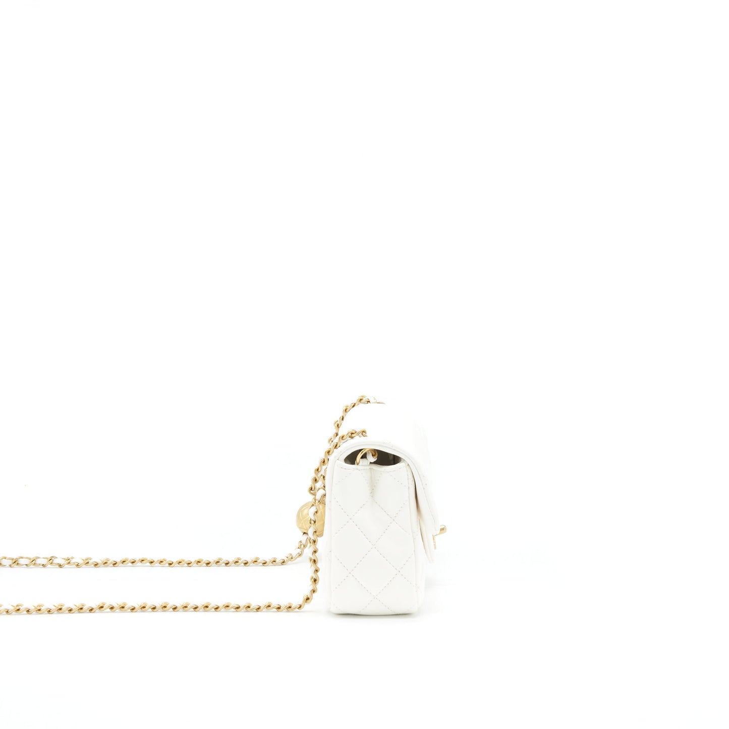 Chanel Rectangular Pearl Crush GHW White Mini Bag