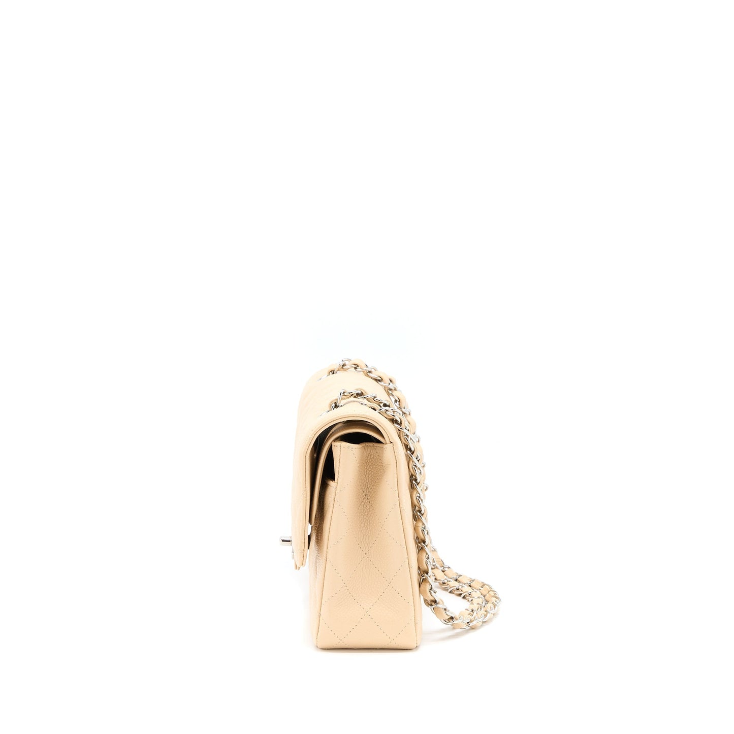 Chanel Classic Double Flap Caviar Light SHW Beige Shoulder Bag