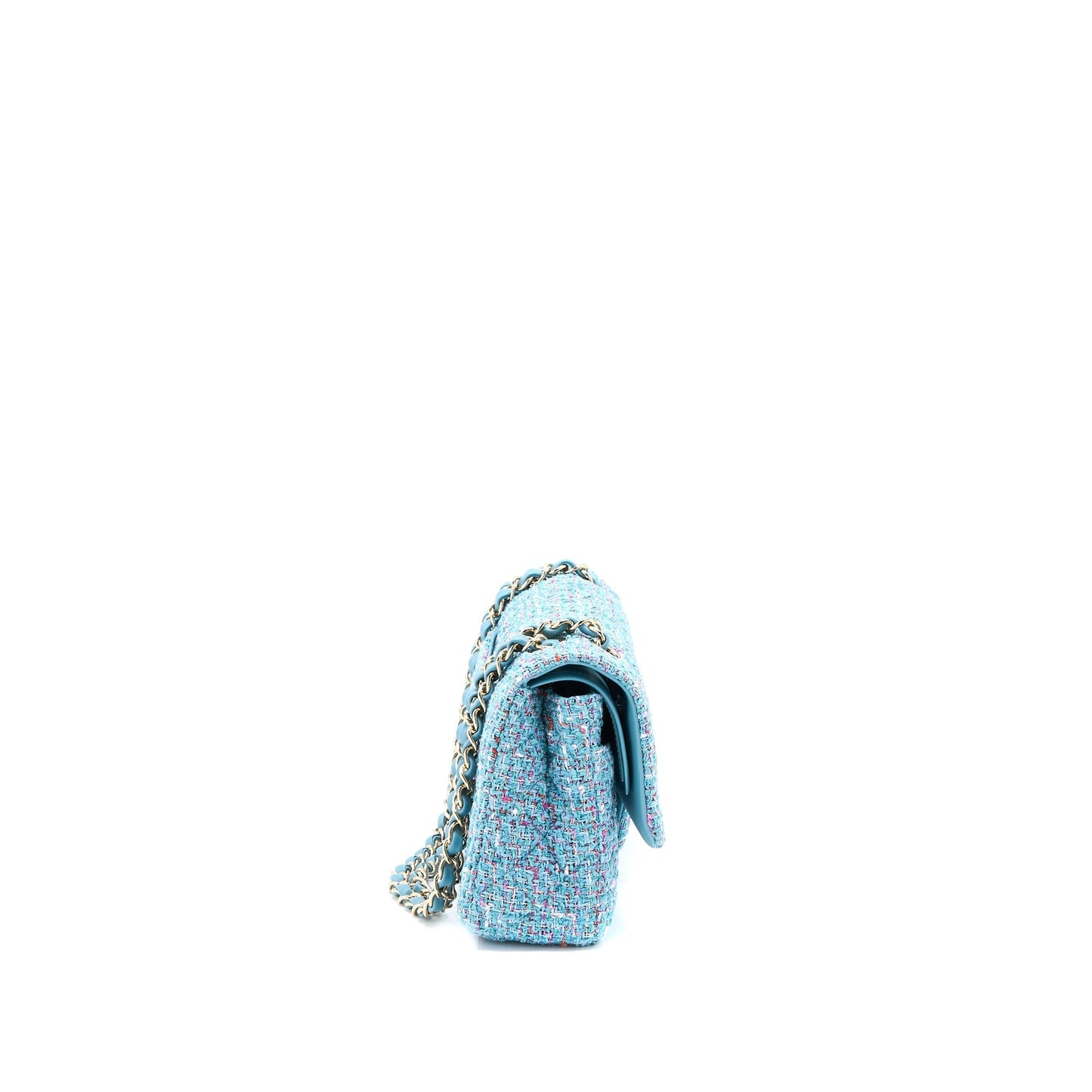 Chanel Tweed Classic Double Flap Light LGHW Blue Shoulder Bag