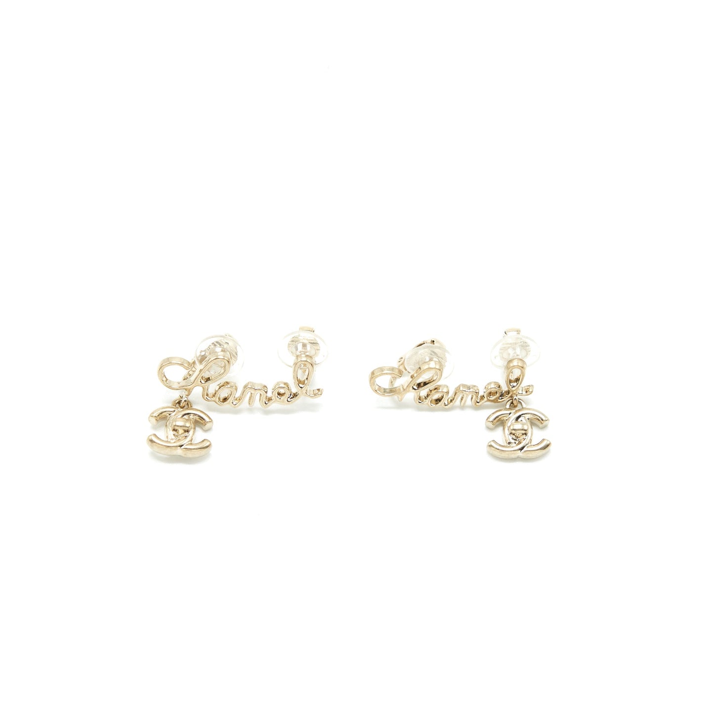 Chanel Letter CC Drop Ear Clip Light Gold Handbag