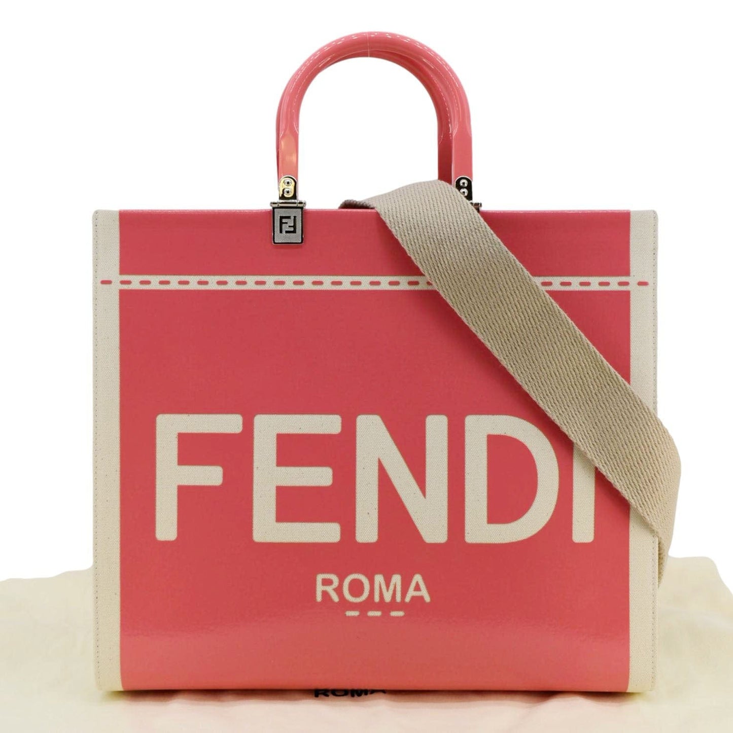 Fendi Sunshine Crossbody Tote Bag Light Leather Pink Medium Crossbody Bag